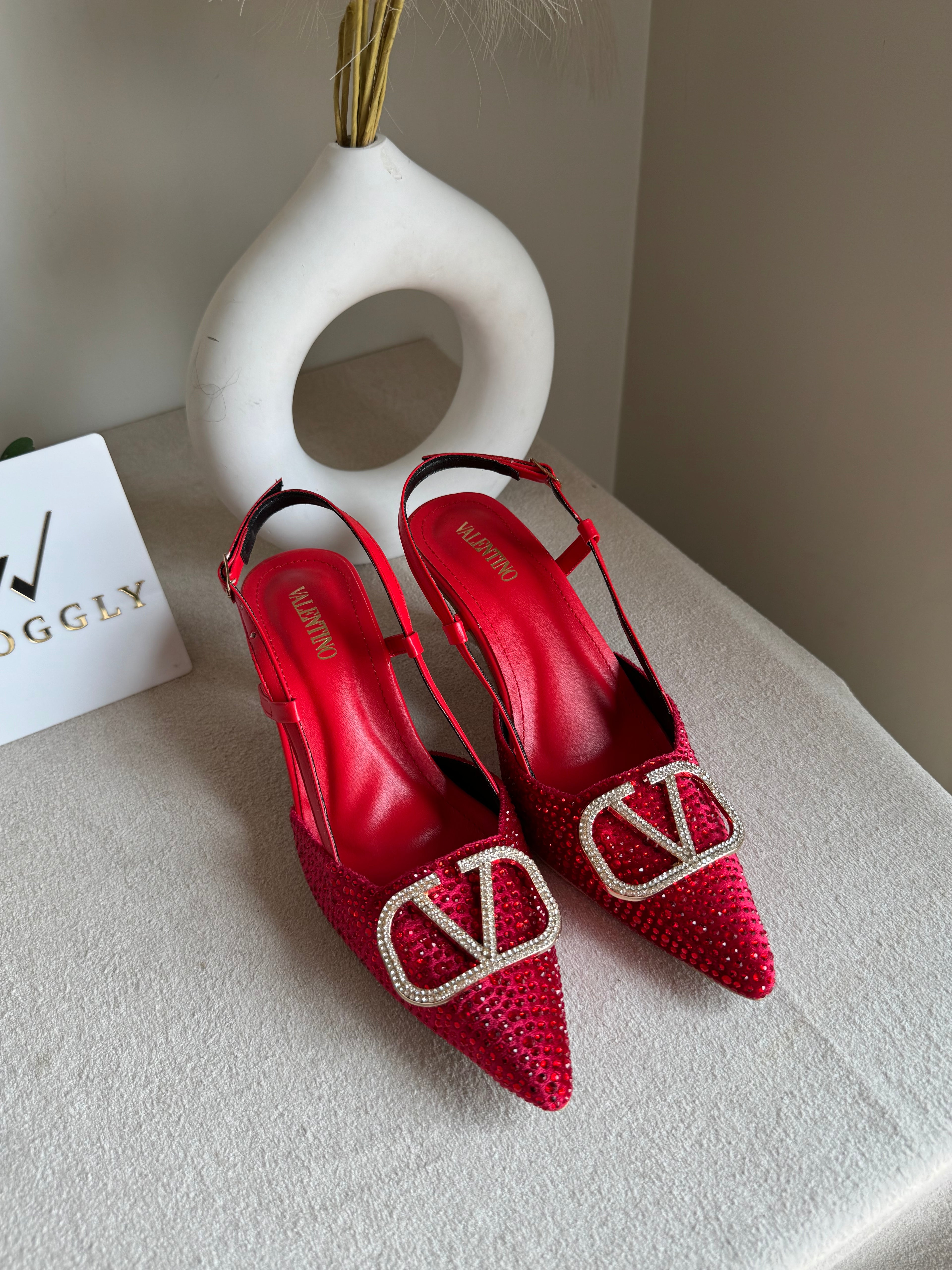 Essential Valentino Red Diamontee Heels