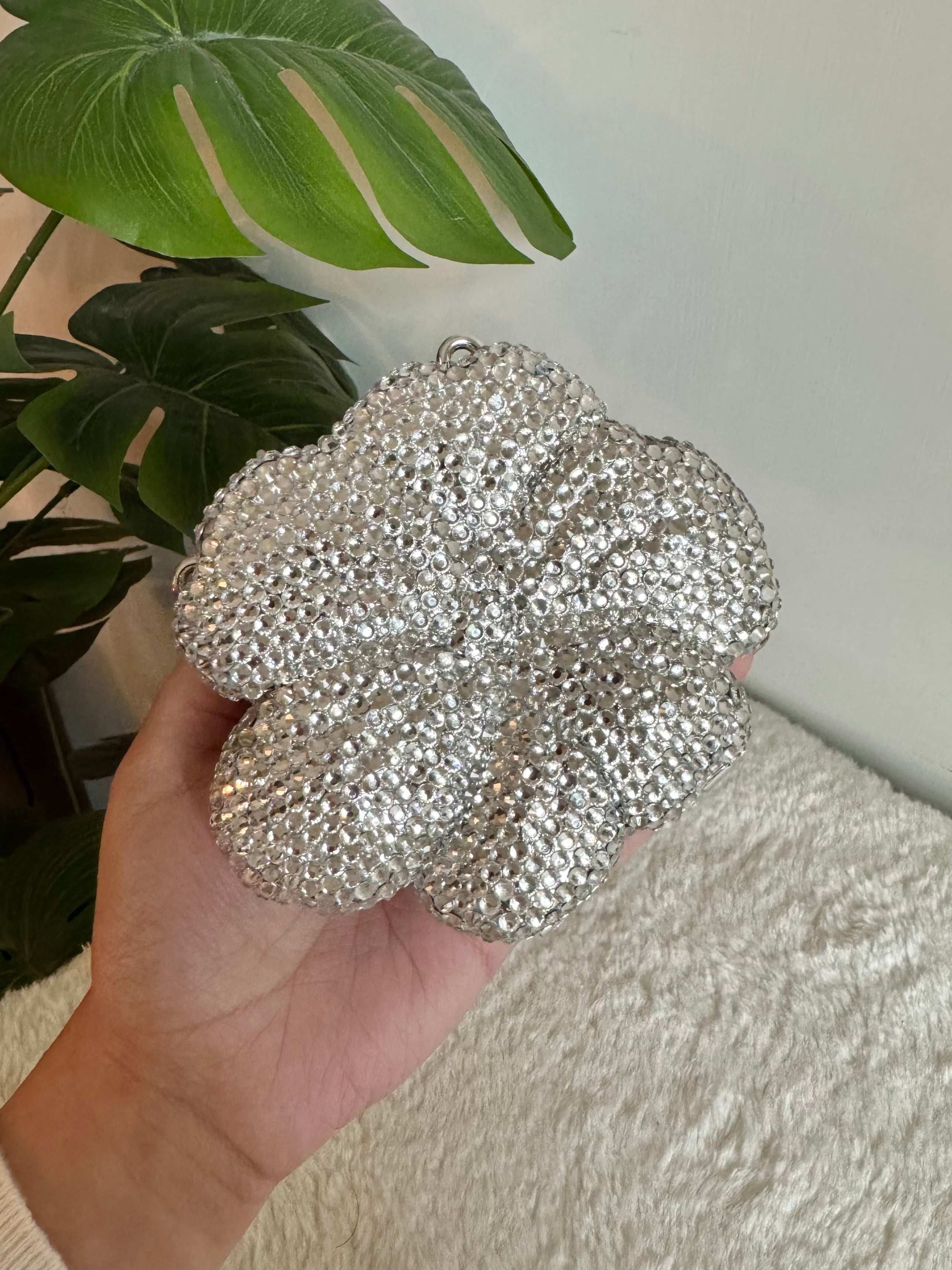 Flower Swarovski Clutch - Mini Silver