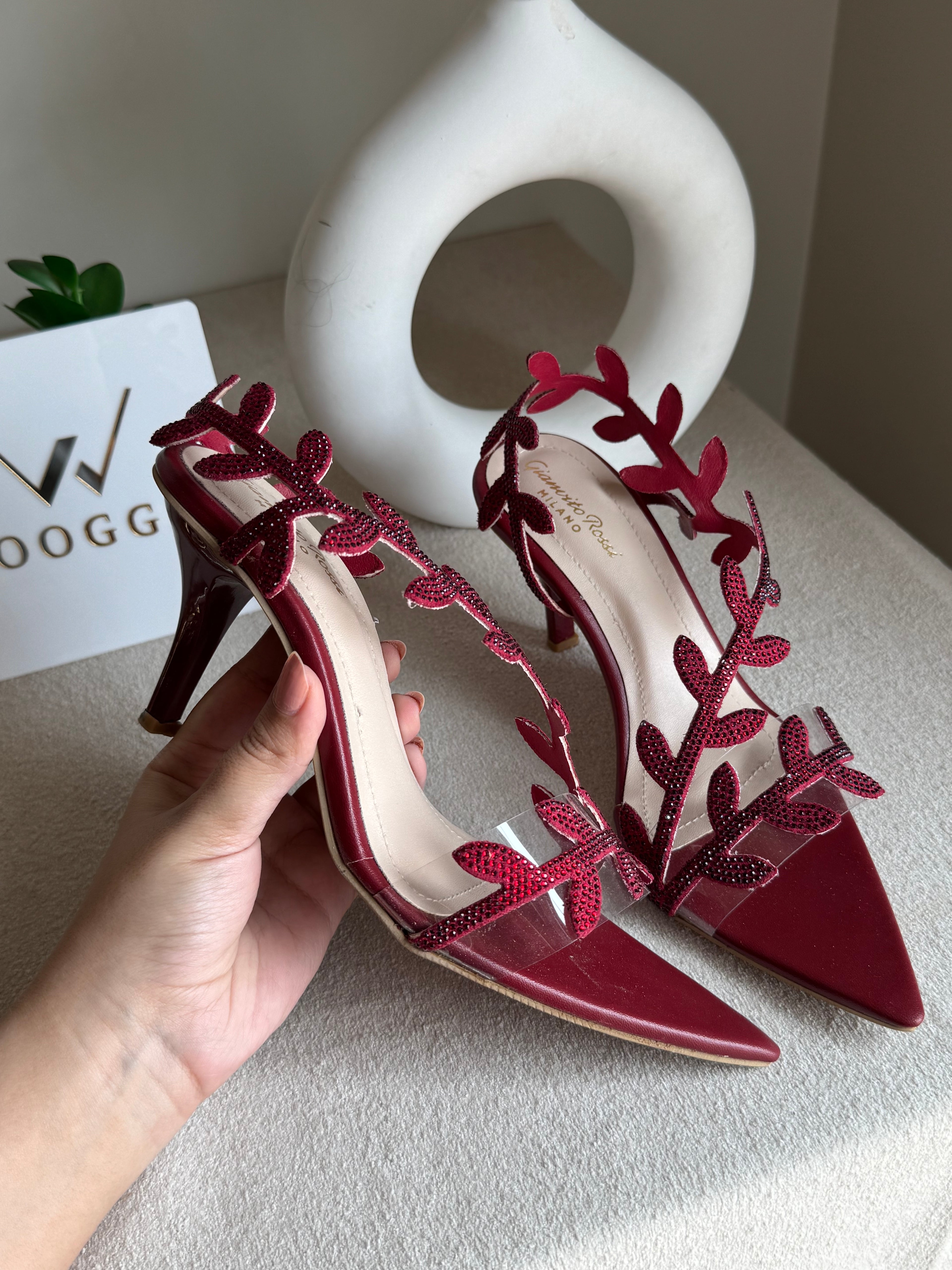 Gianvitto Rossi Heels Glitter Maroon