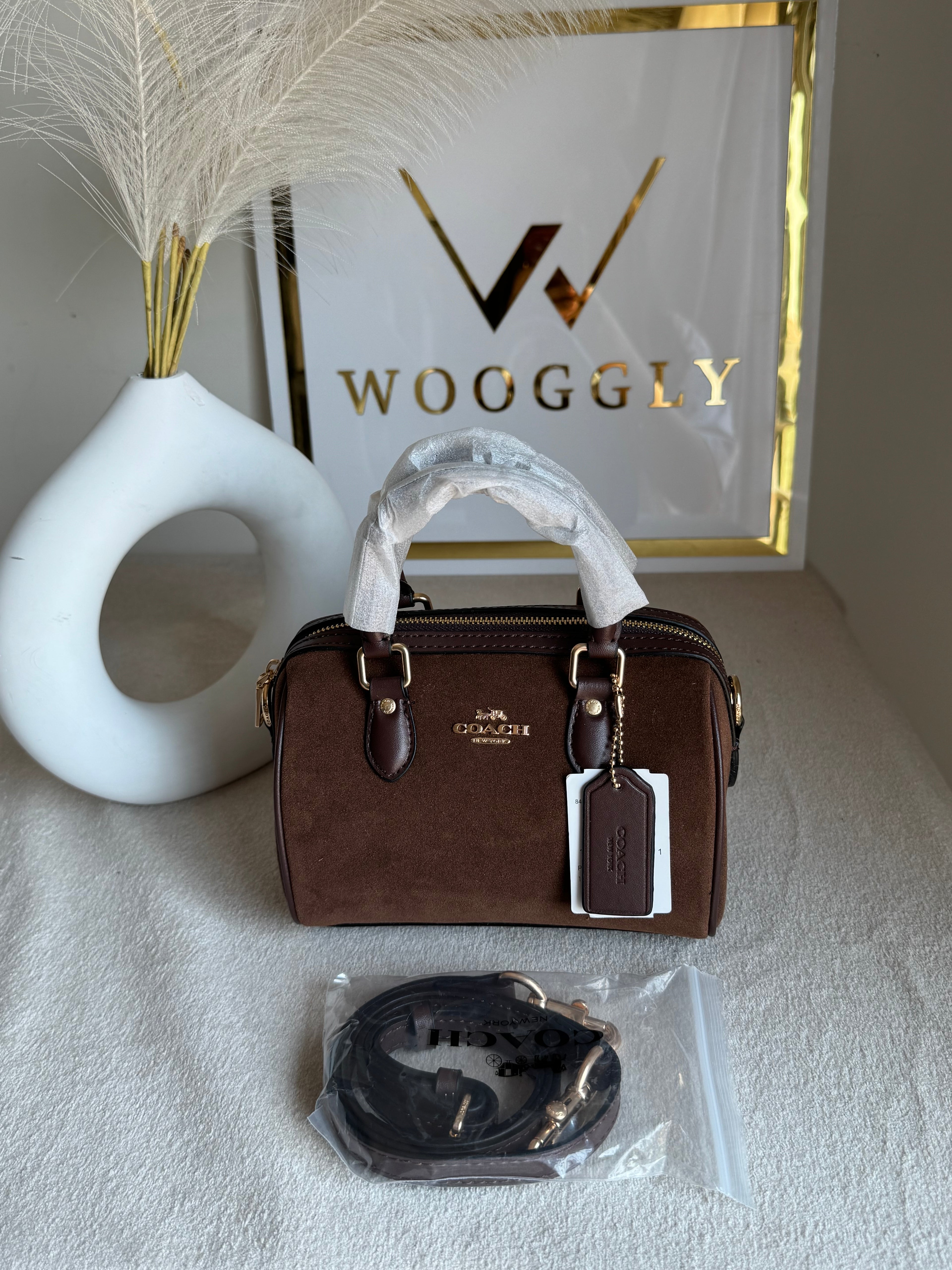 COACH Mini Duffle Bag PREMIUM with Long Strap (Chocolate Brown) - BOX PACKING