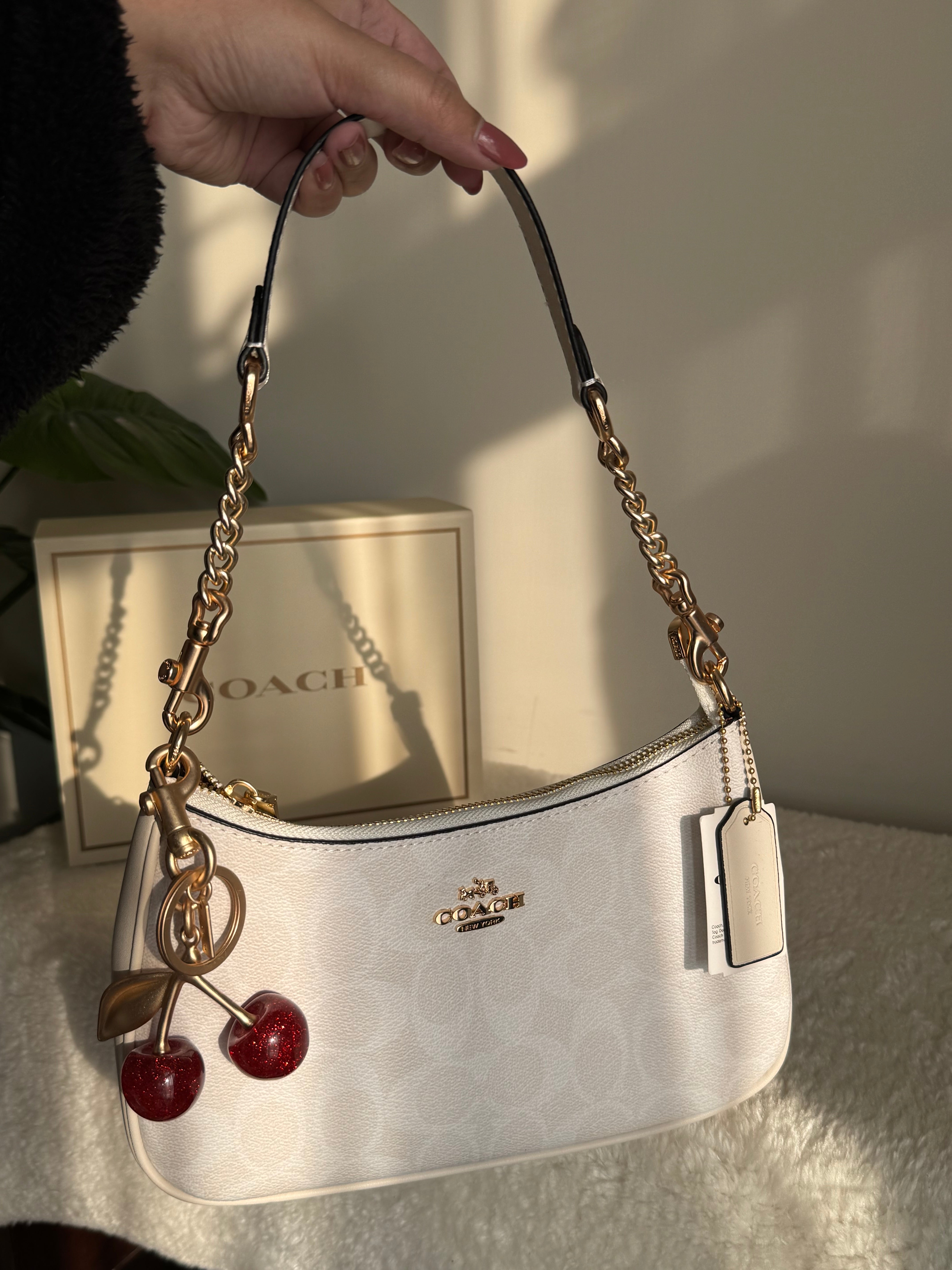 COACH TERI PREMIUM with Coach Cherry Charm (White) - BOX PACKING