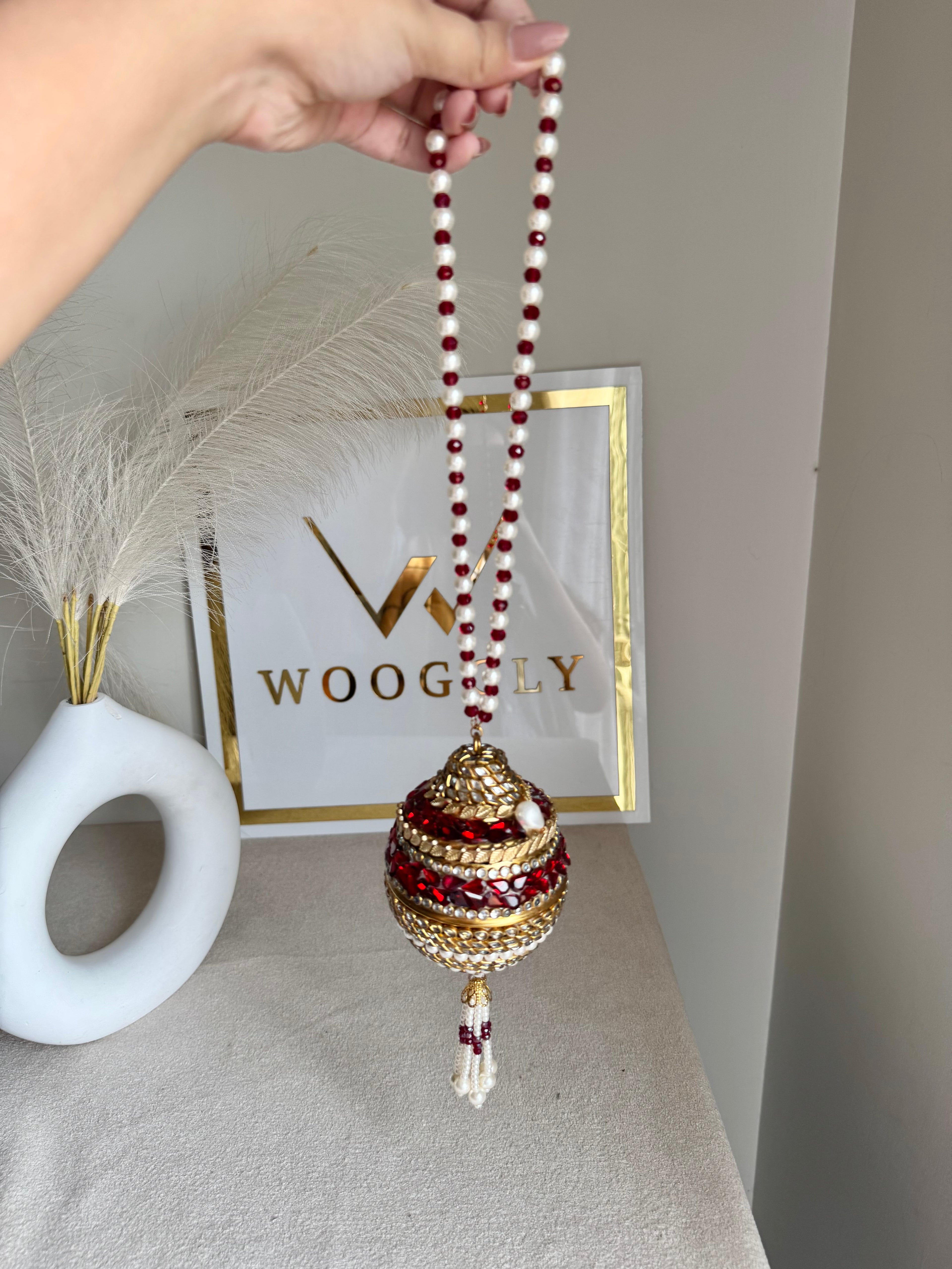 Turkish Potli - Gold & Maroon