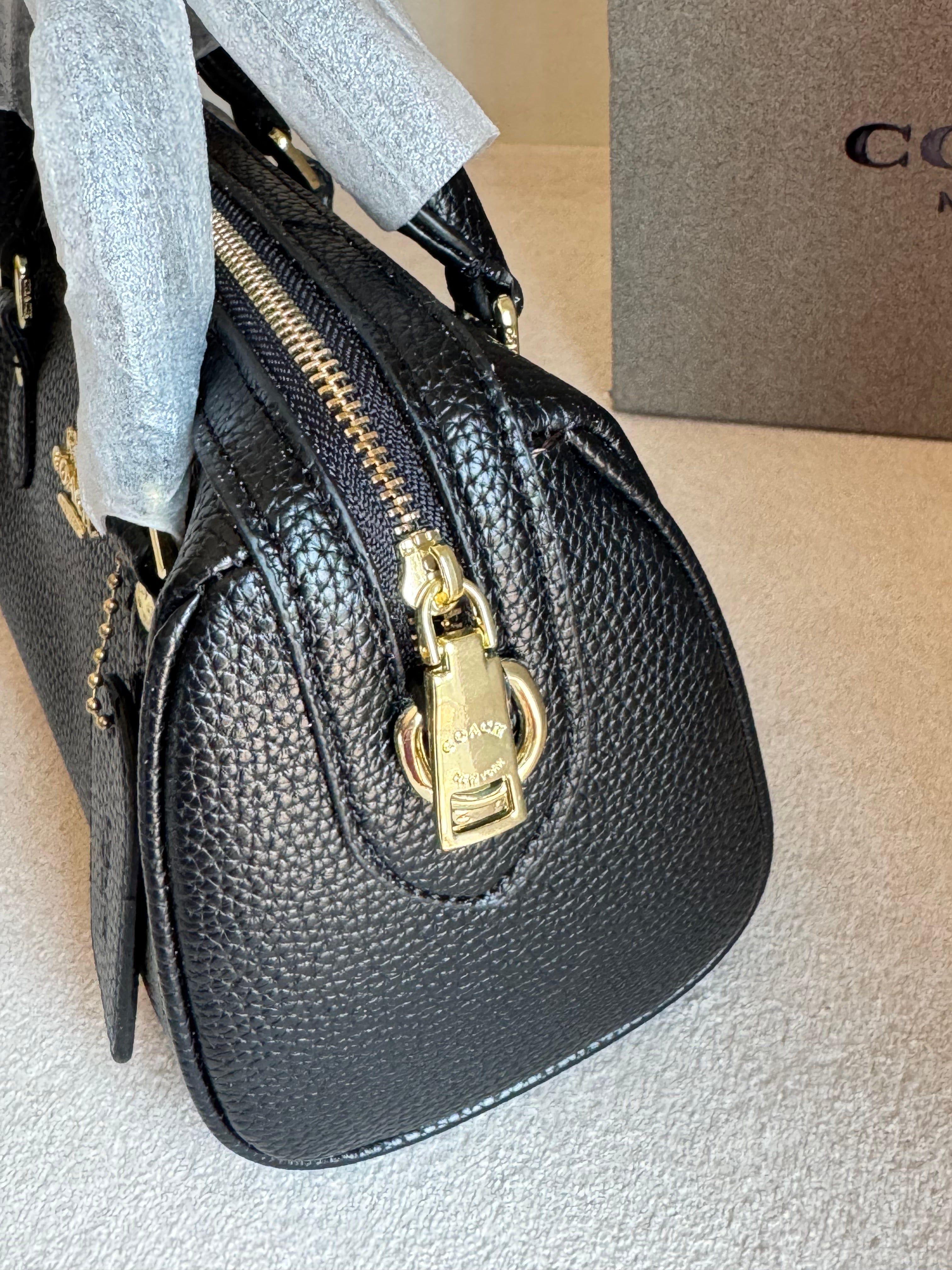 COACH Mini Duffle Bag PREMIUM with Long Strap BLACK - BOX PACKING
