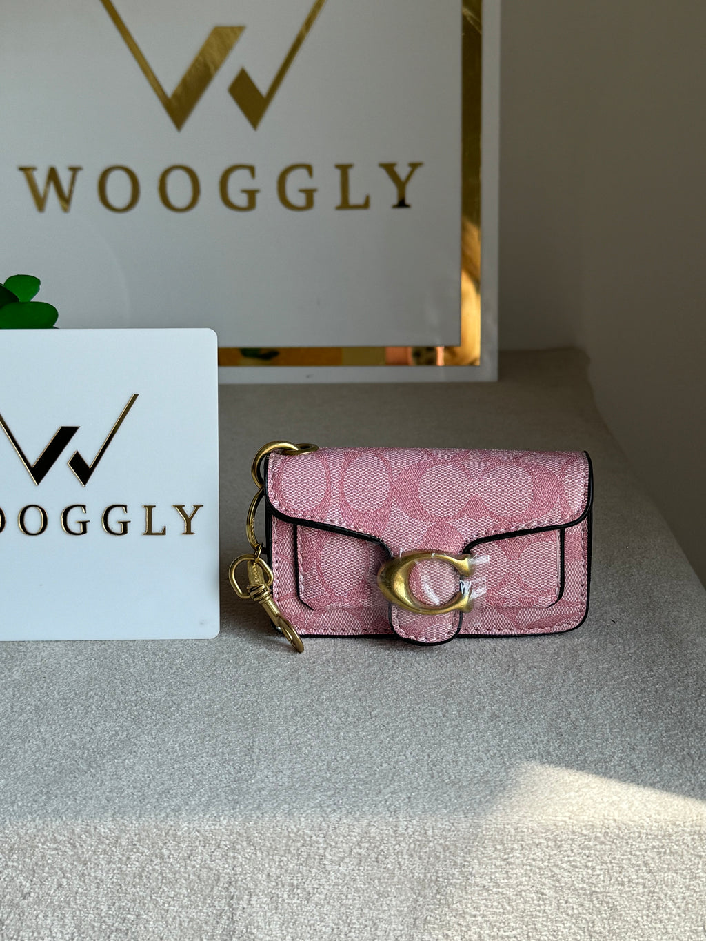 Coach Tabby Mini Bag Charm Signature Pink