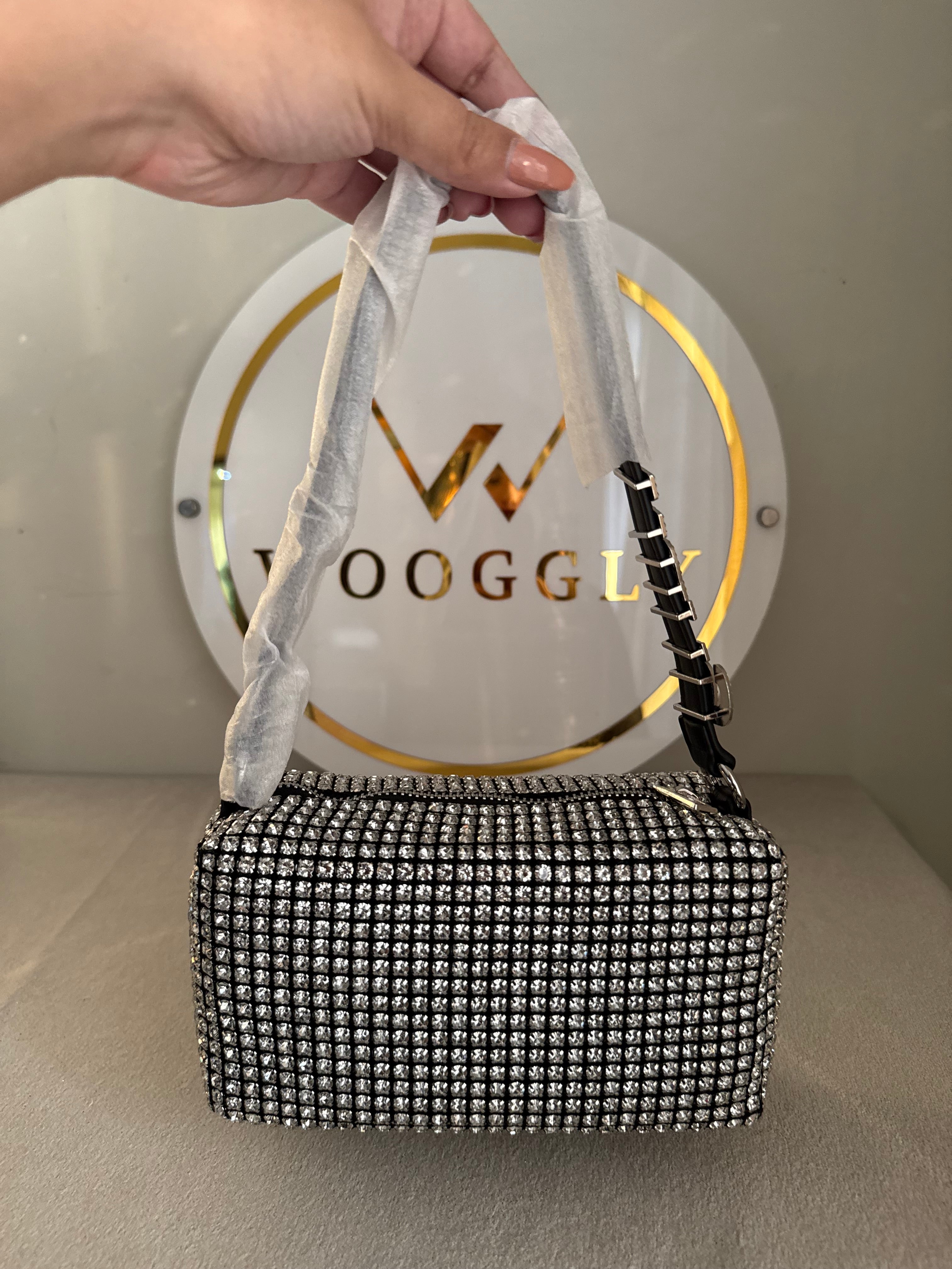 Alexander Wang Rhinestone Evening Clutch (Silver & Black)