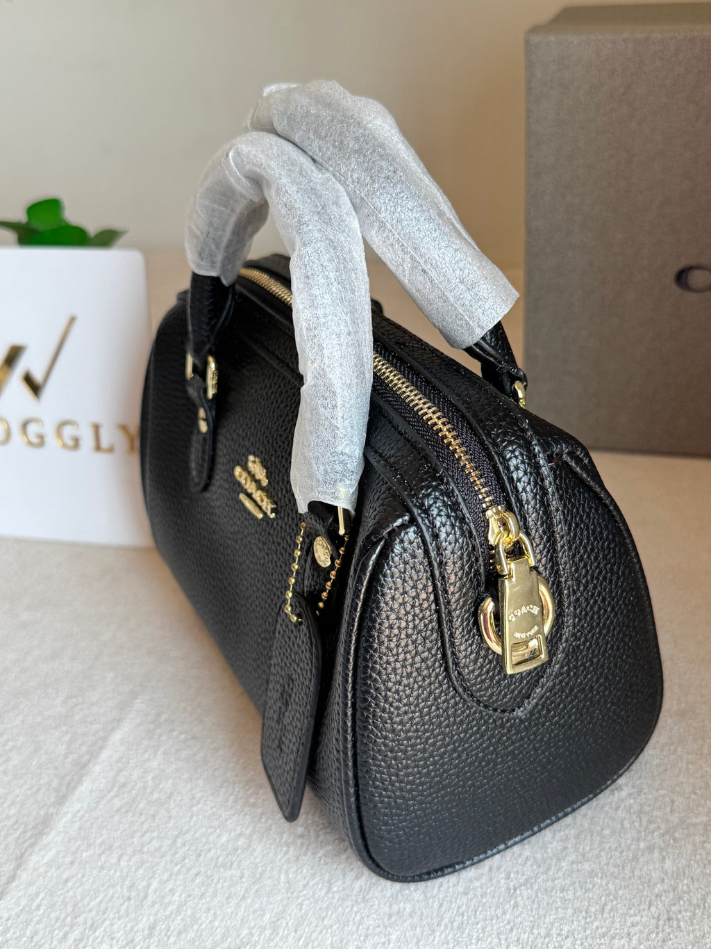 COACH Mini Duffle Bag PREMIUM with Long Strap BLACK - BOX PACKING