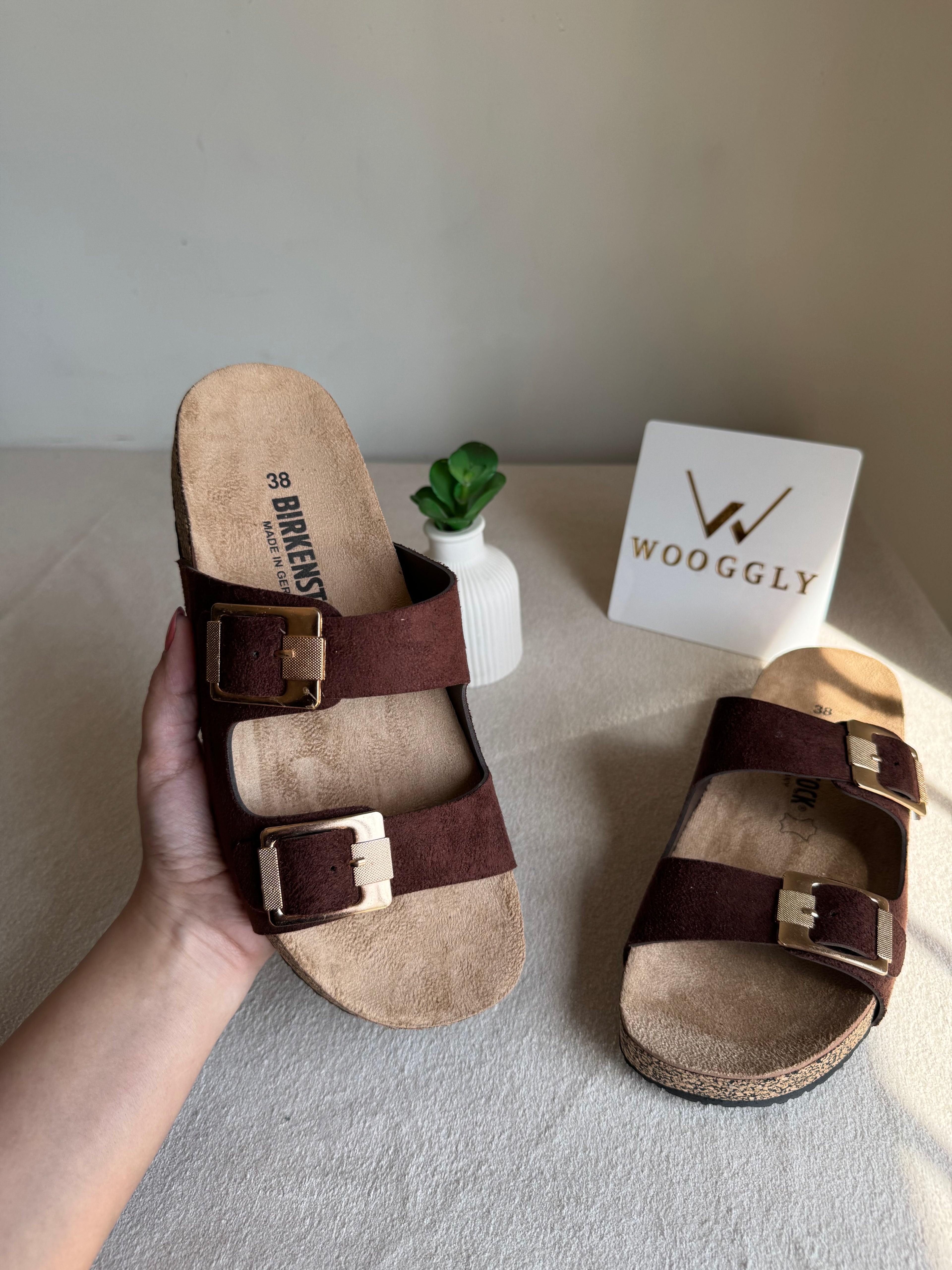 Viral Birkenstock Comfy Sandals - Suede Burgandy