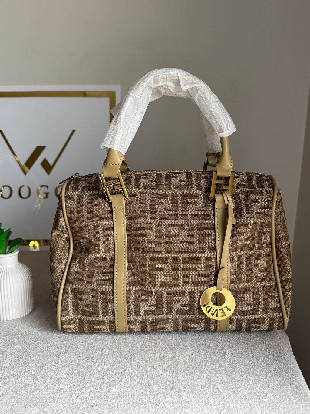 Fendi Signature Hand Bag - Beige