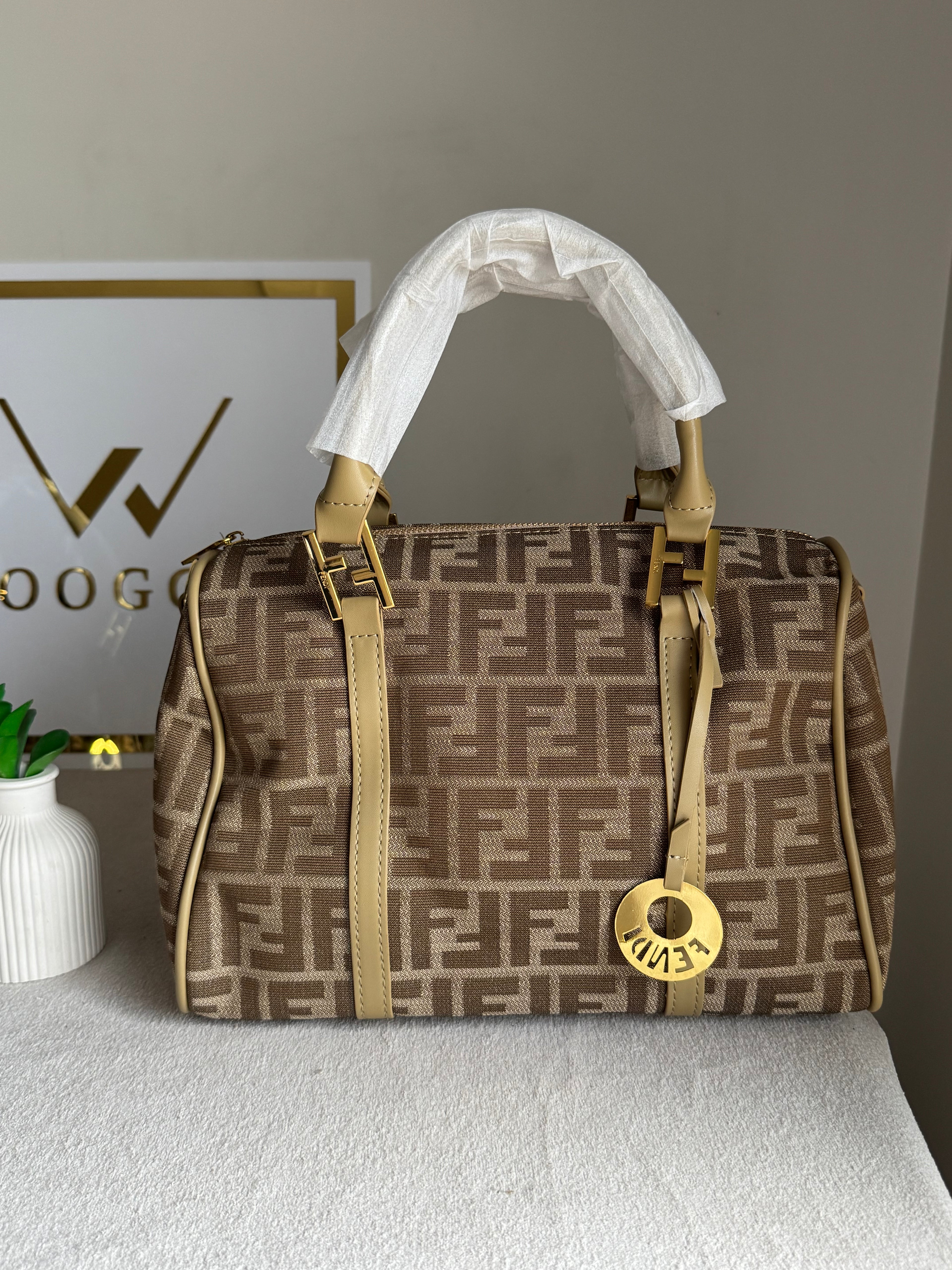 Fendi Signature Hand Bag - Beige