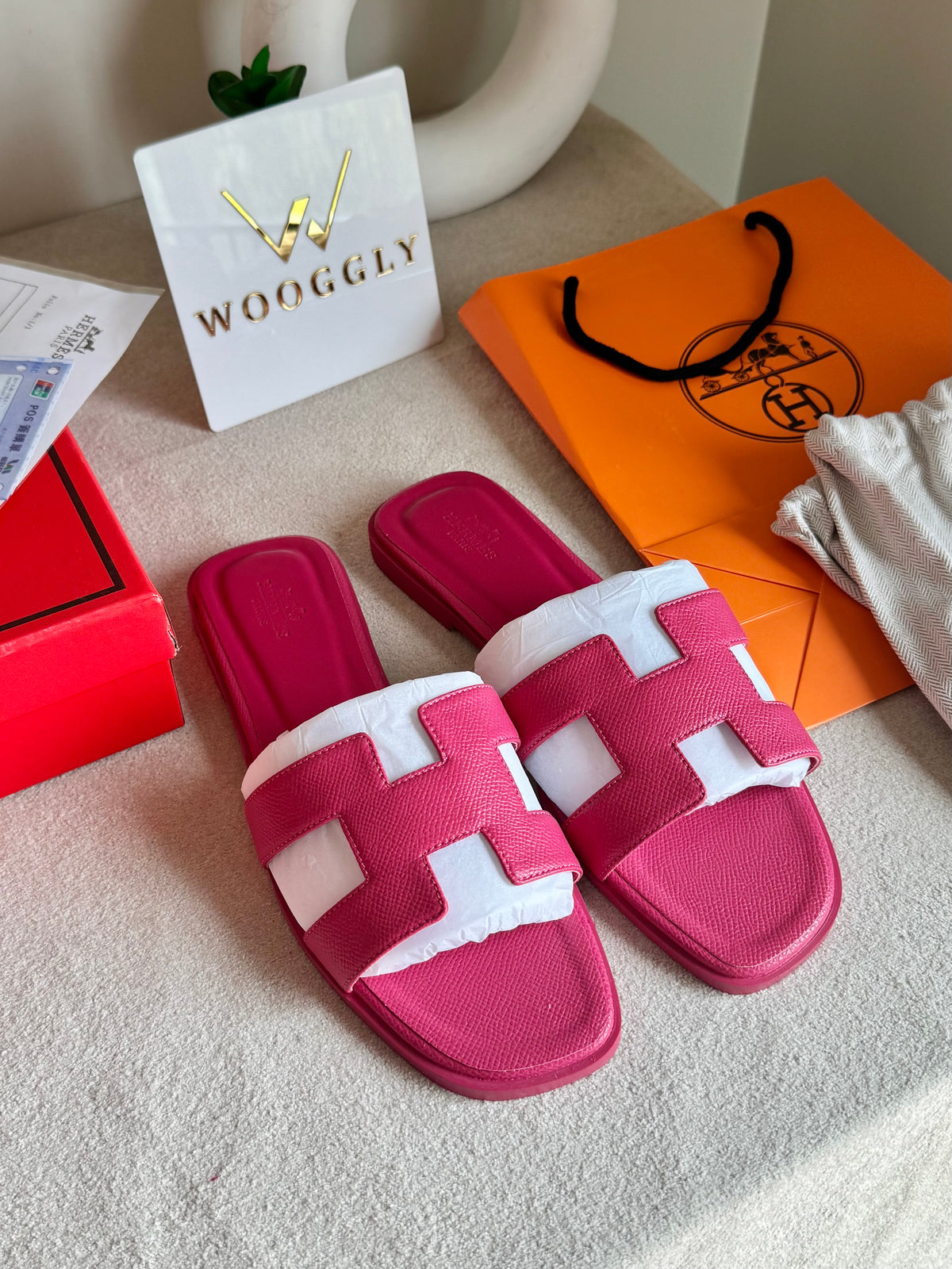 Premium Hermes Slides Hot Pink