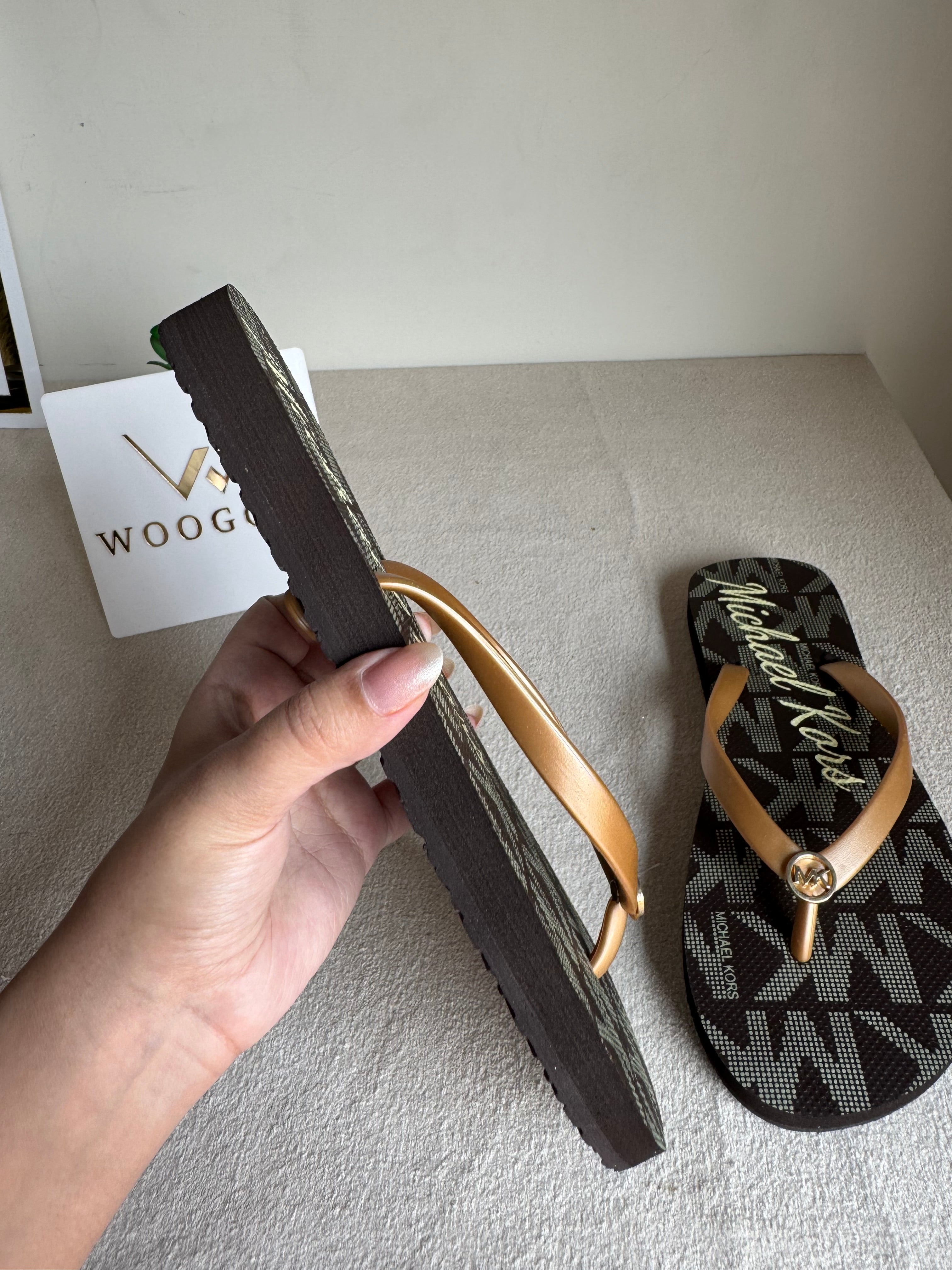 MK Black & Gold Comfy Flip Flops