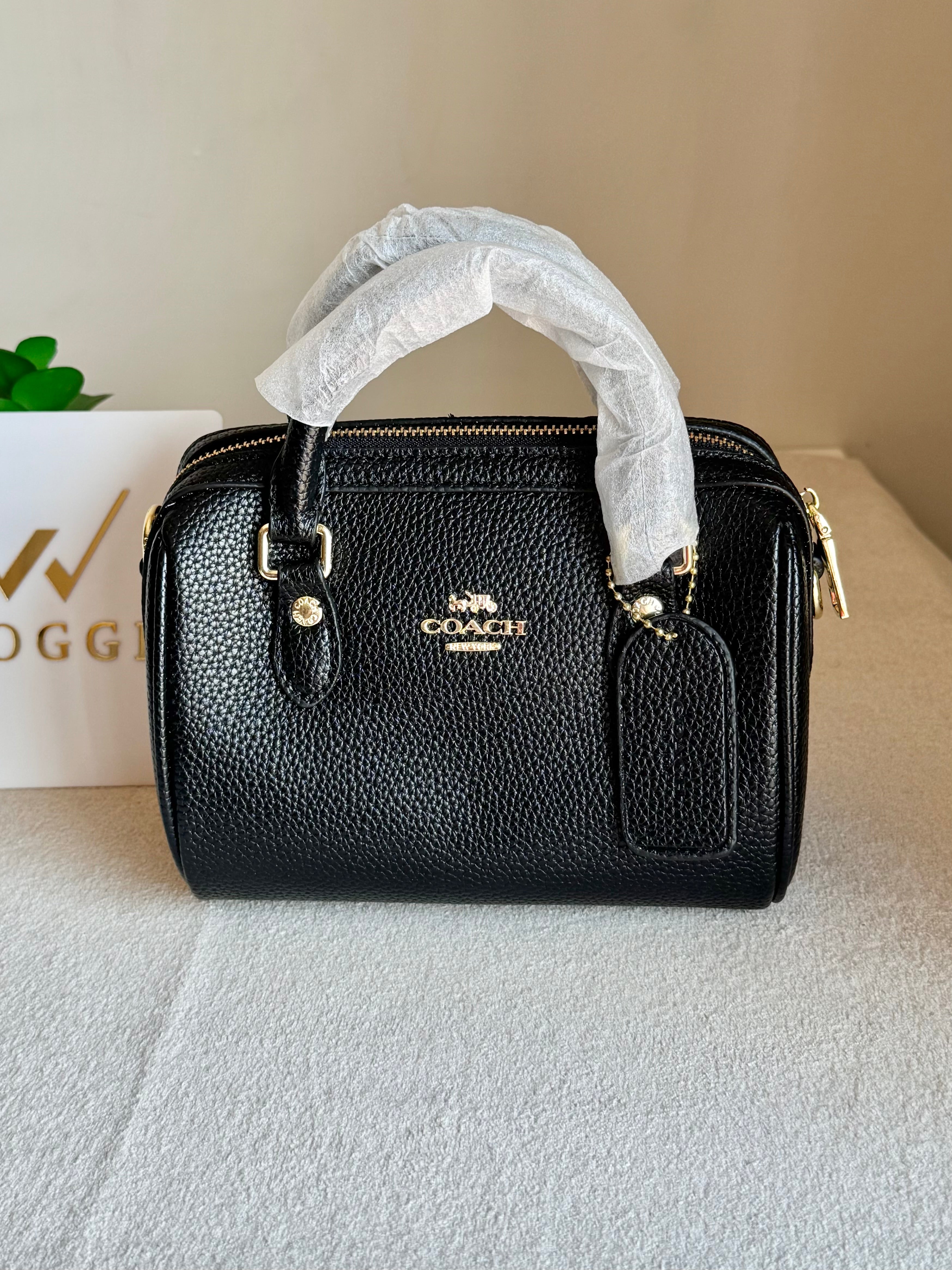 COACH Mini Duffle Bag PREMIUM with Long Strap BLACK - BOX PACKING