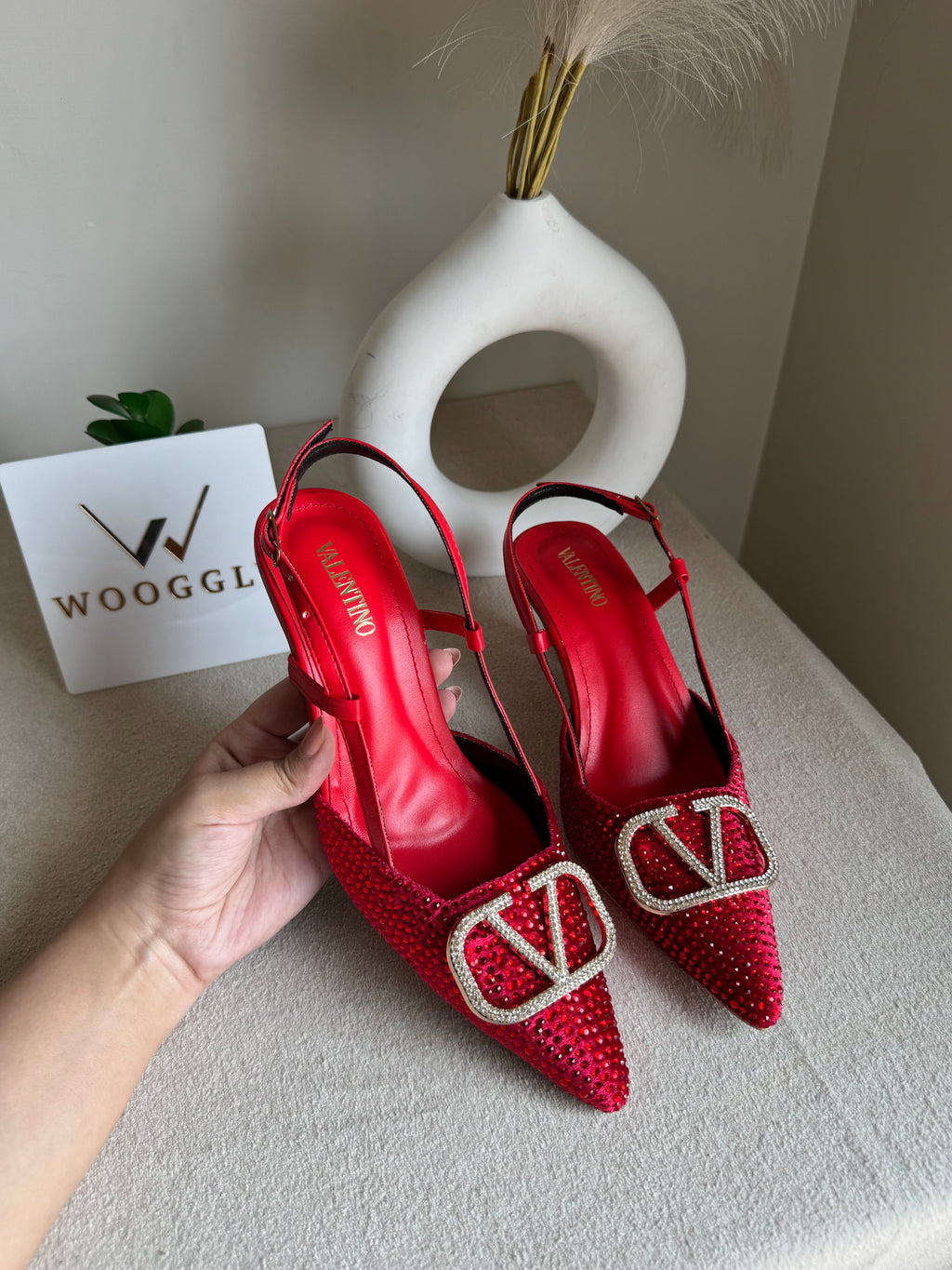 Essential Valentino Red Diamontee Heels