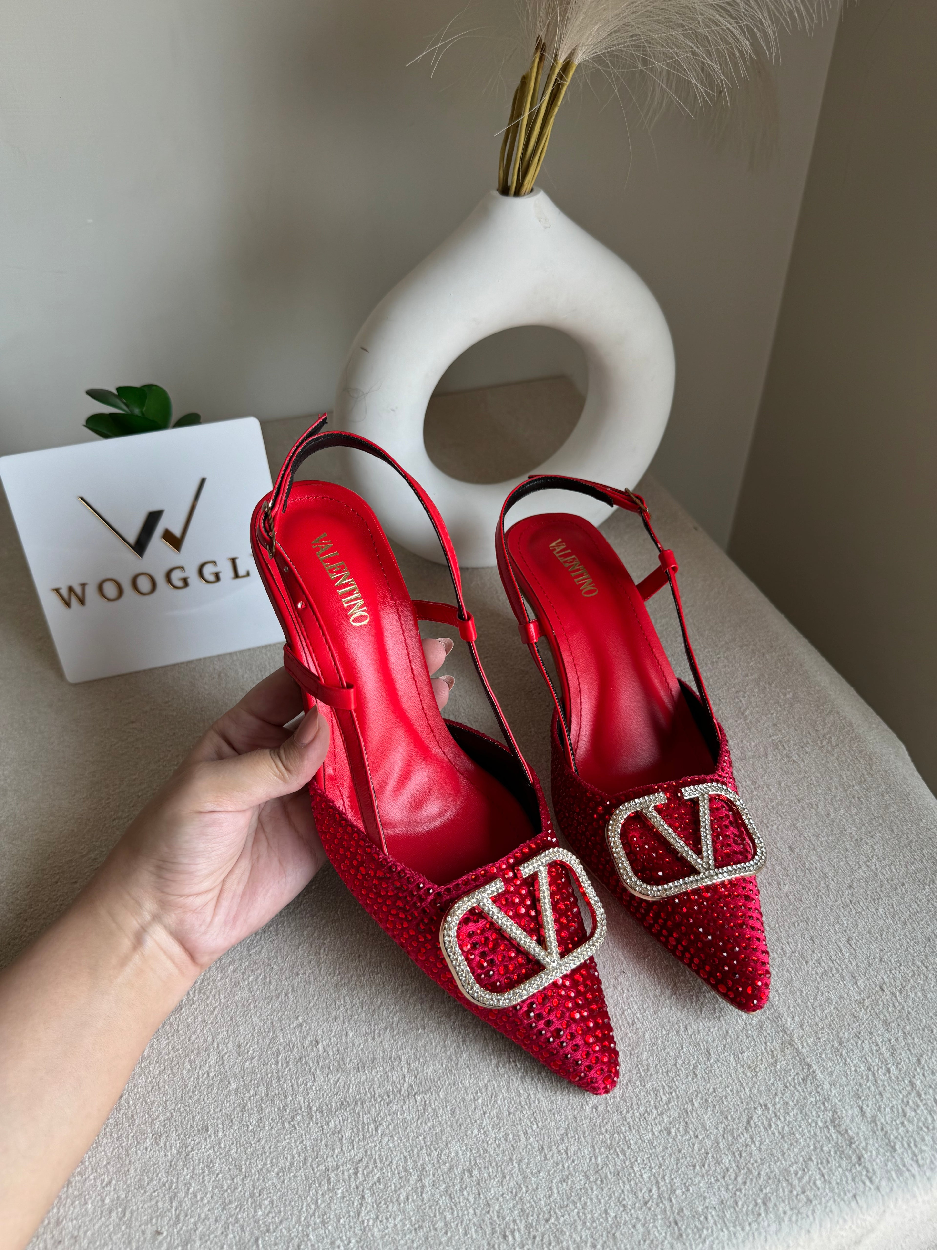 Essential Valentino Red Diamontee Heels