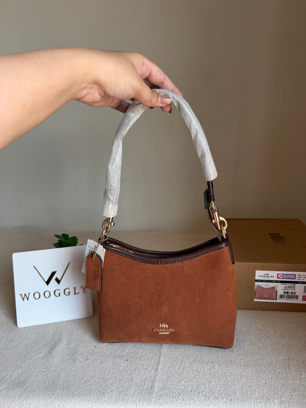 COACH PREMIUM Suede Shoulder Bag BROWN - BOX PACKING