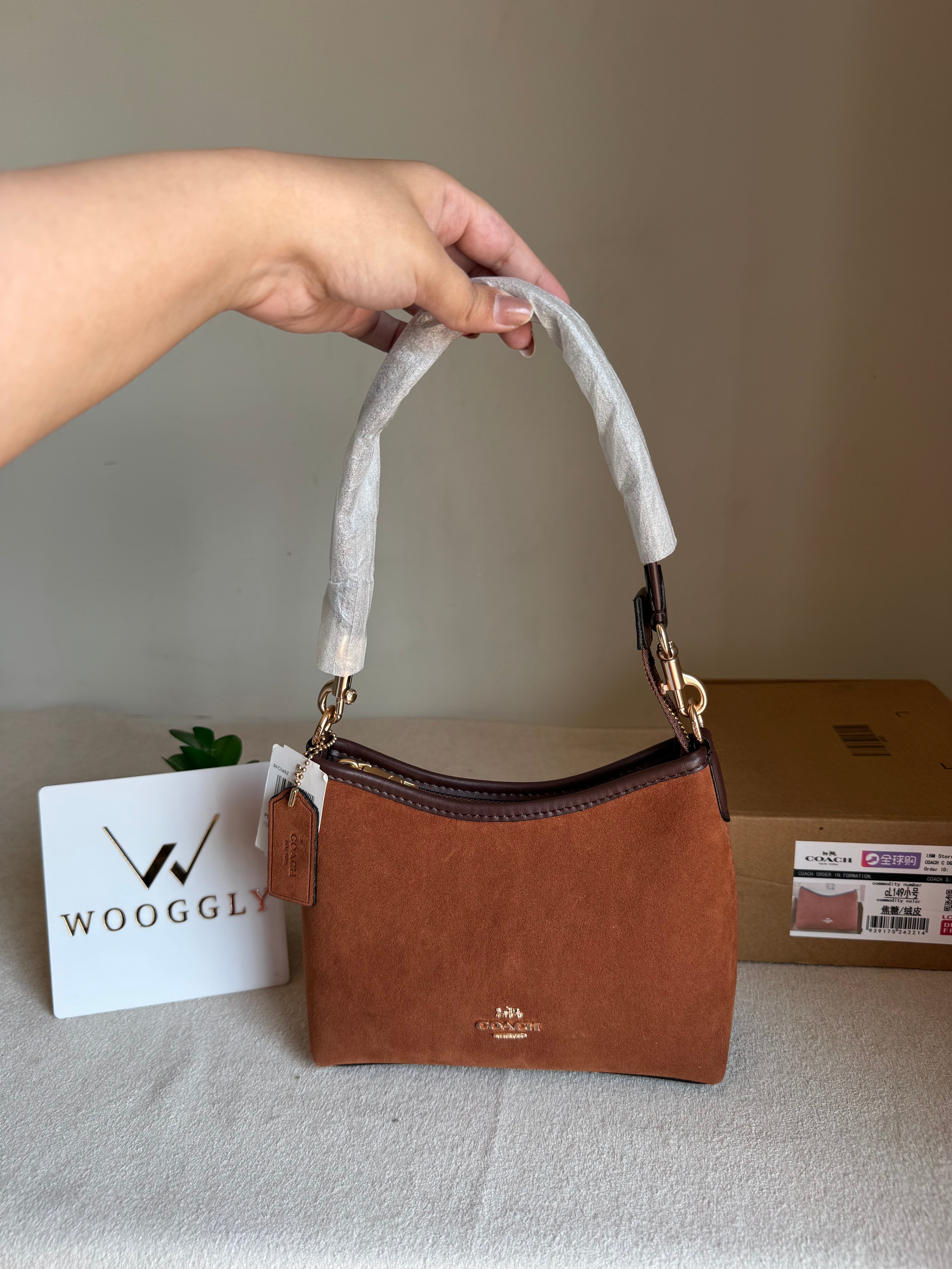 COACH PREMIUM Suede Shoulder Bag BROWN - BOX PACKING
