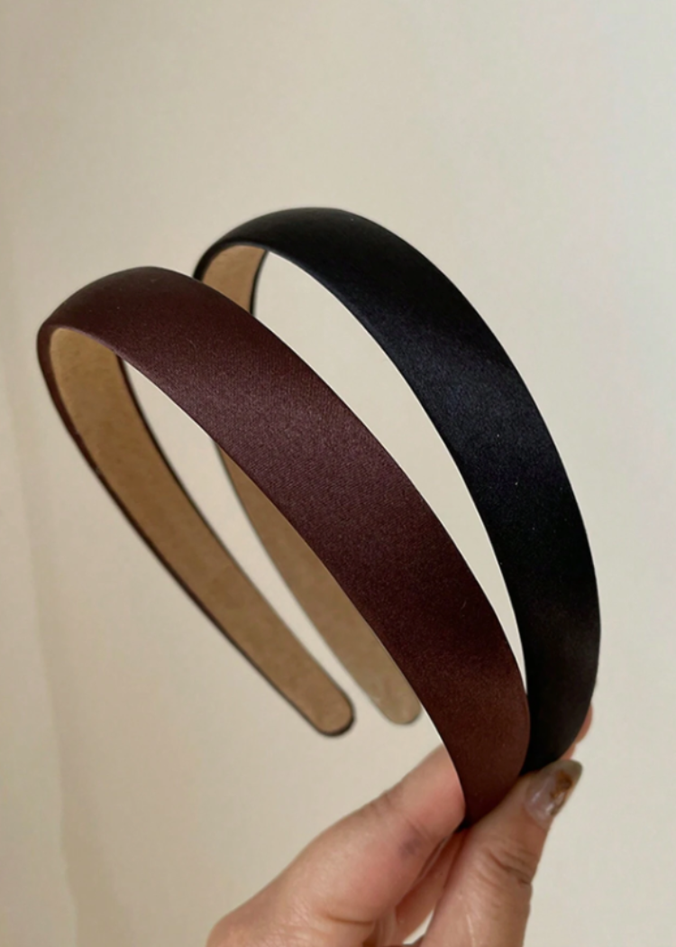 Set of 5 Solid Minamilist Hair Bands - Black, Maroon, White, Beige, Gold