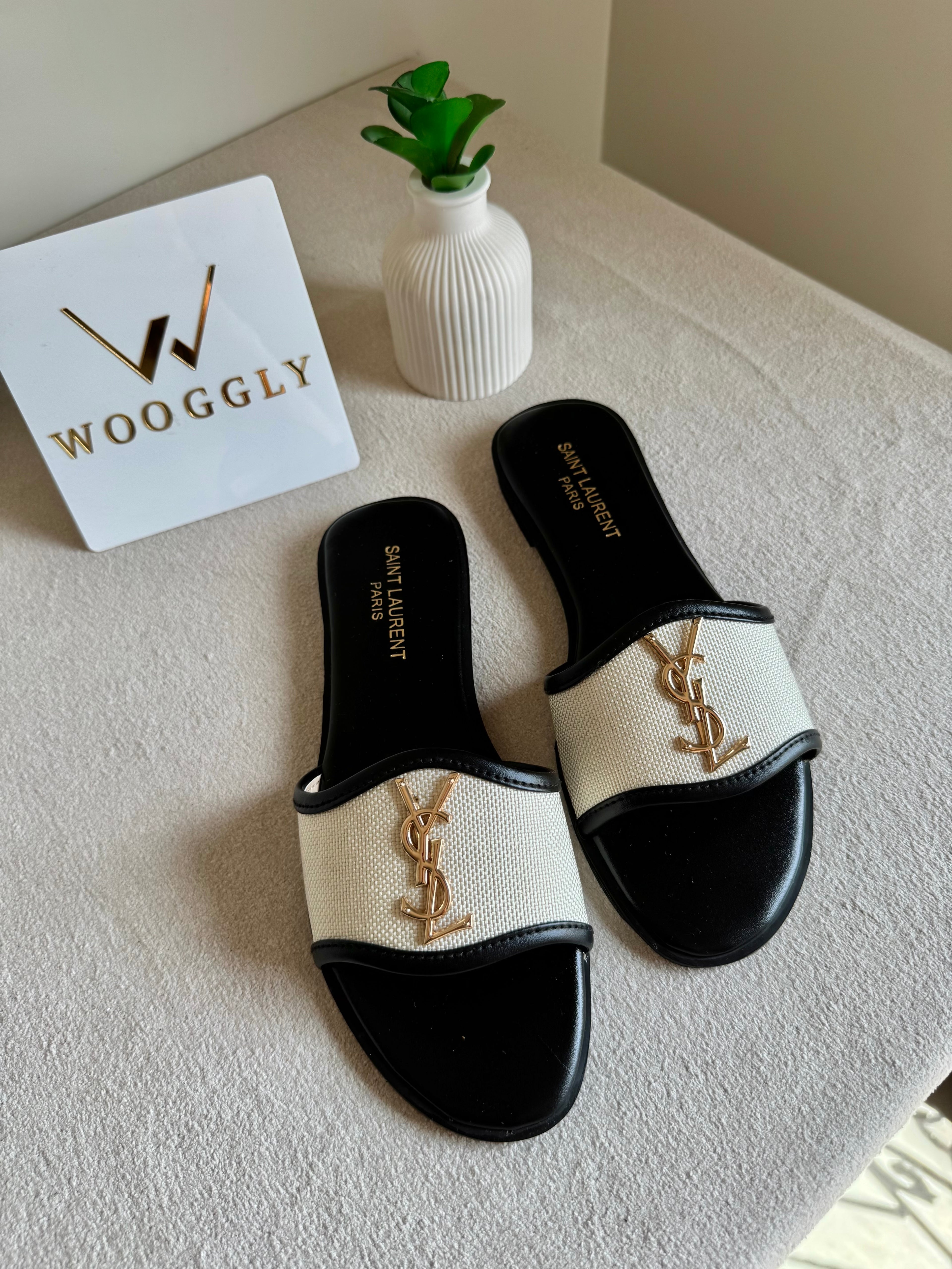 YSL Jute Slides - Black