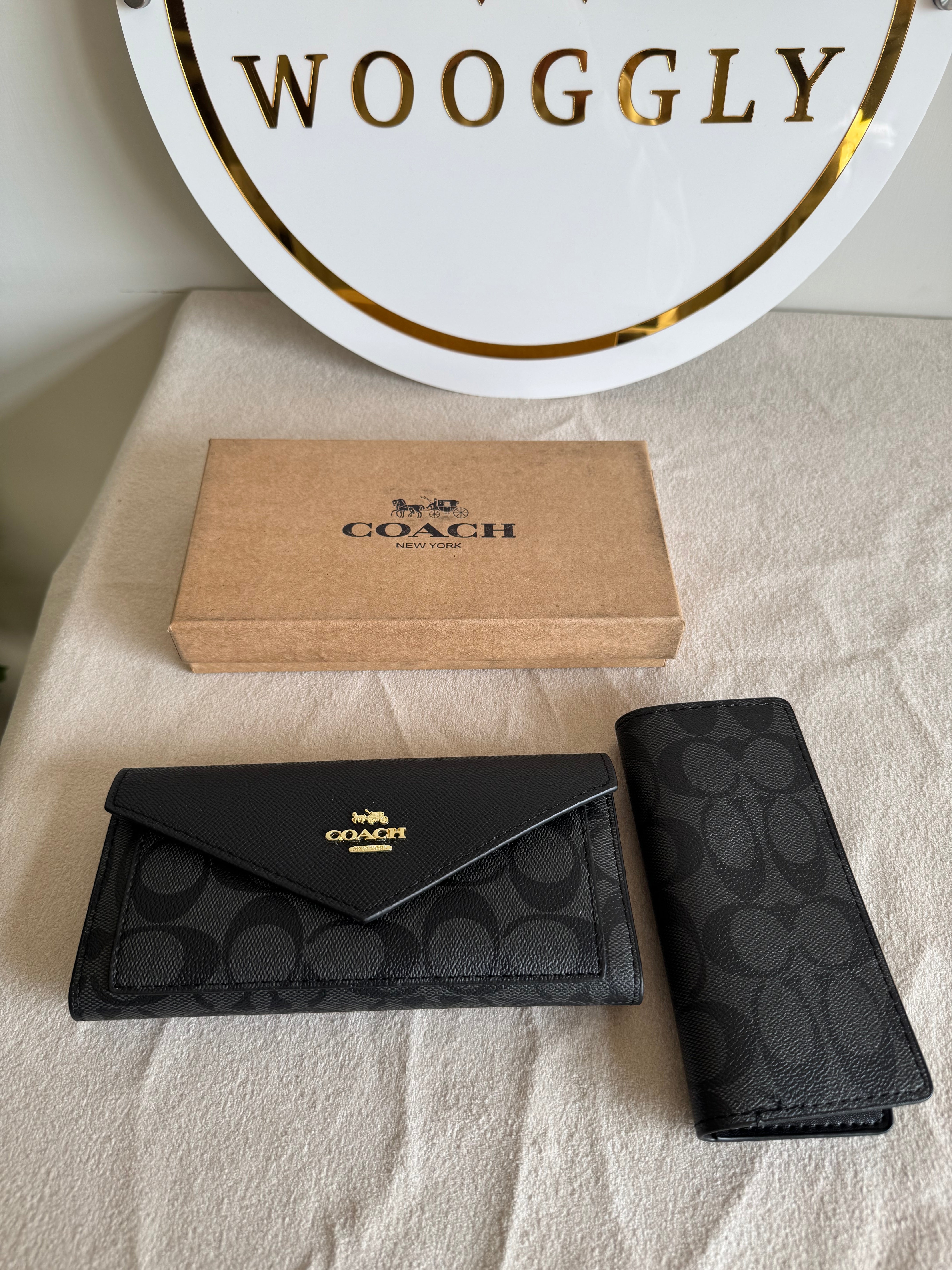 COACH Wallet with Card Holder Set Black - Box Packing