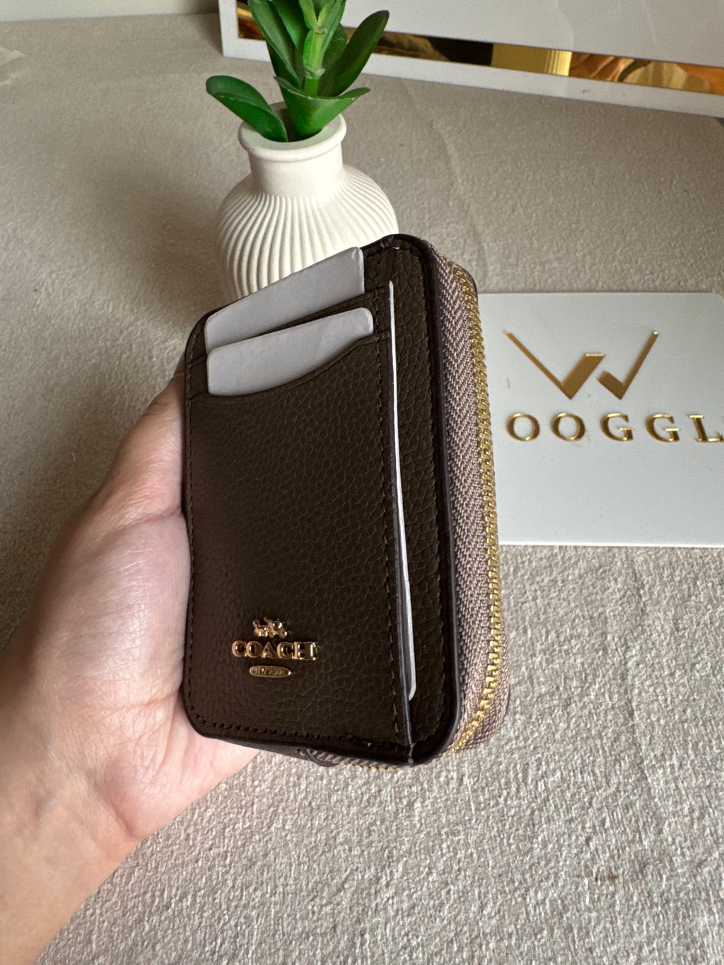 Coach Zip Card Case - Olive