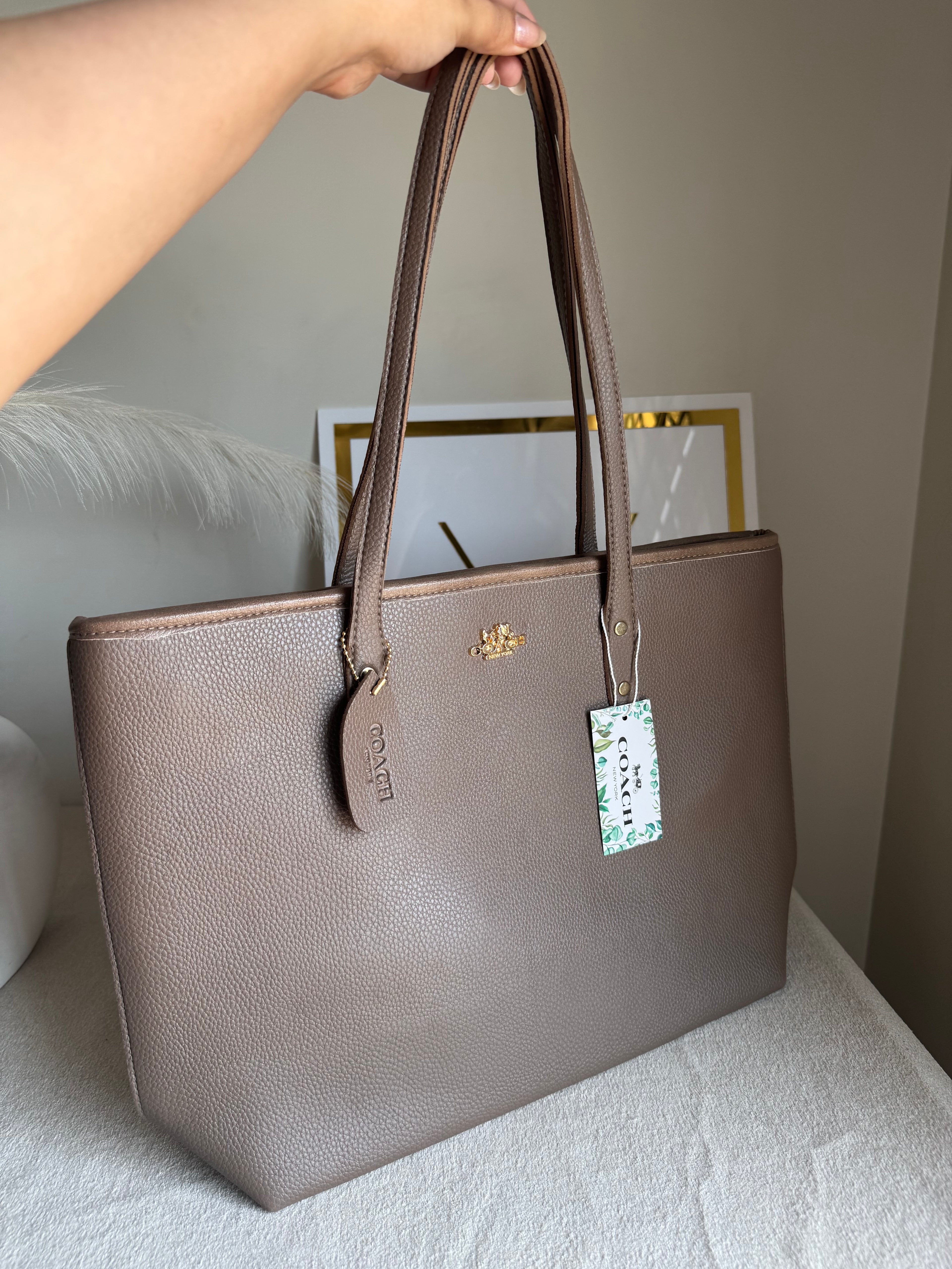 COACH City Tote Bag PREMIUM - Greyish Beige (BOX PACKING)