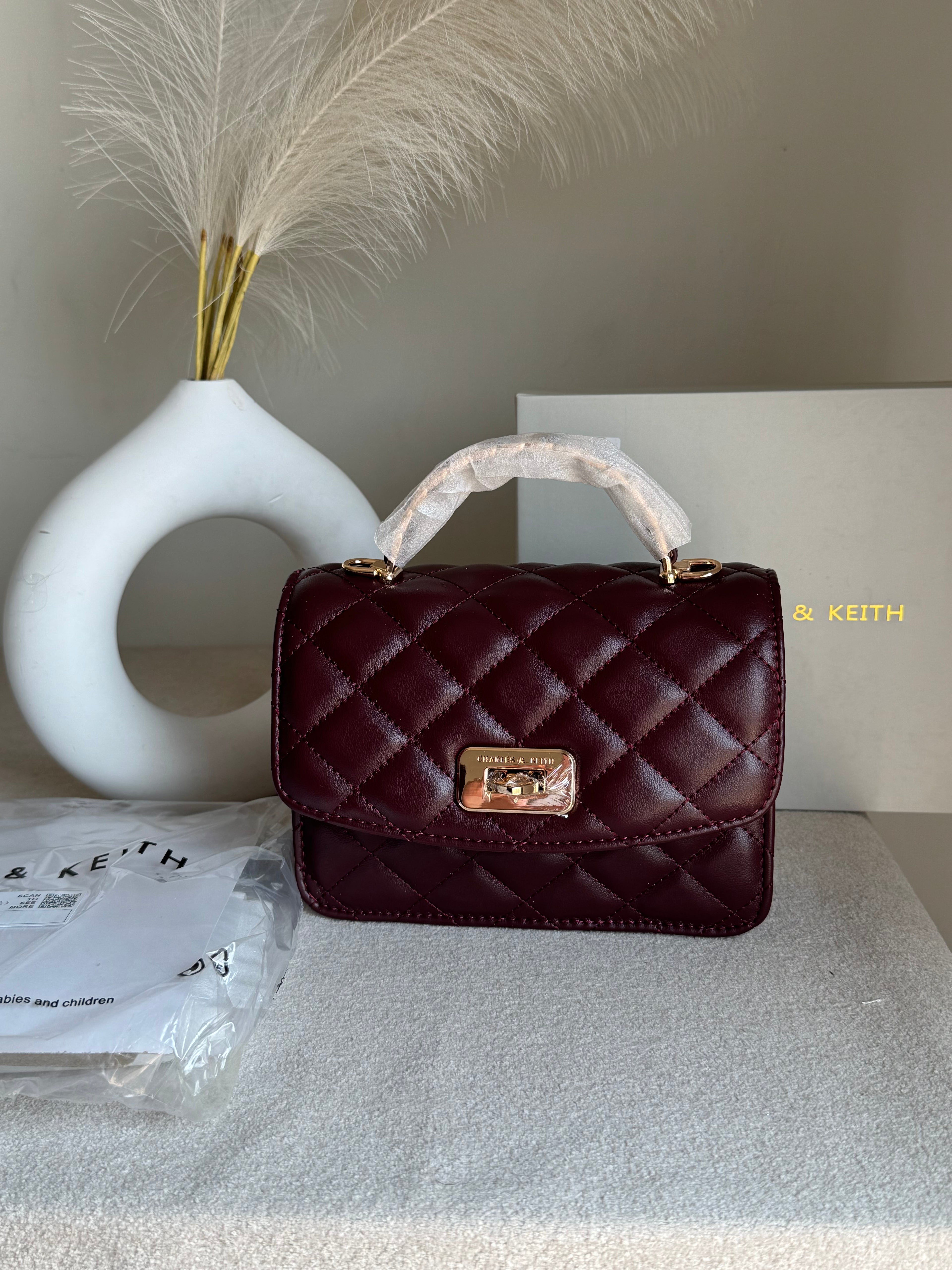 Premium C & K Elora Bag with PROPER PACKING Burgundy