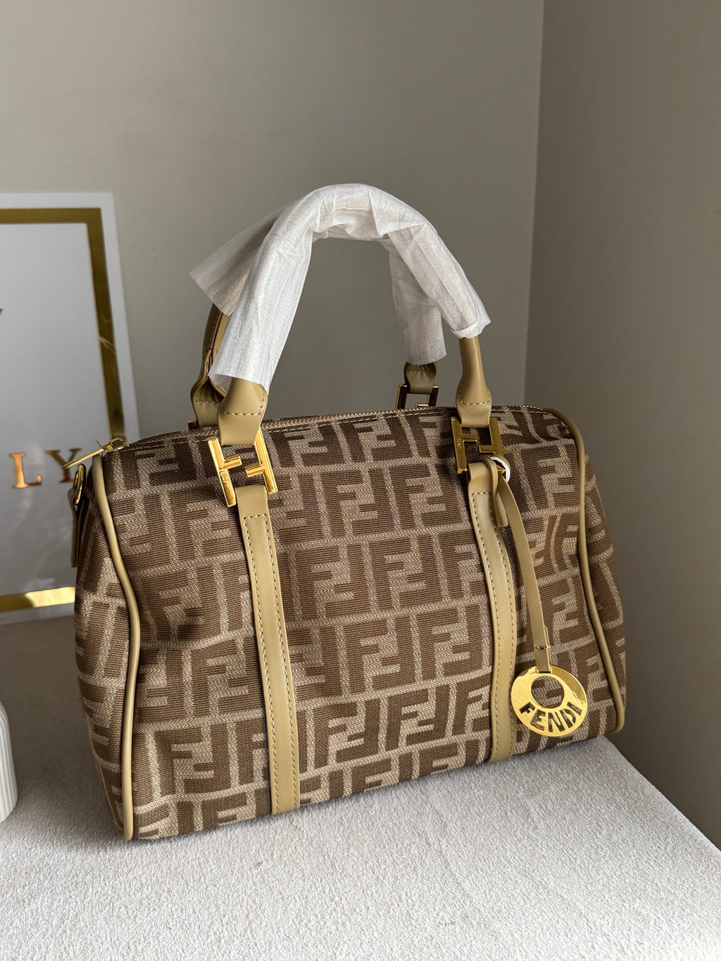 Fendi Signature Hand Bag - Beige