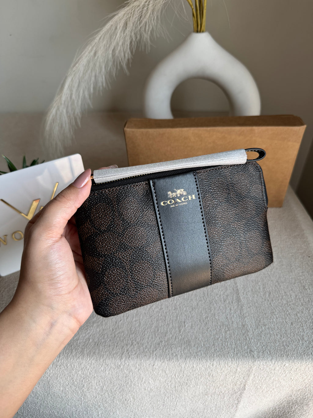 High Quality Wristlet - Signature Brown
