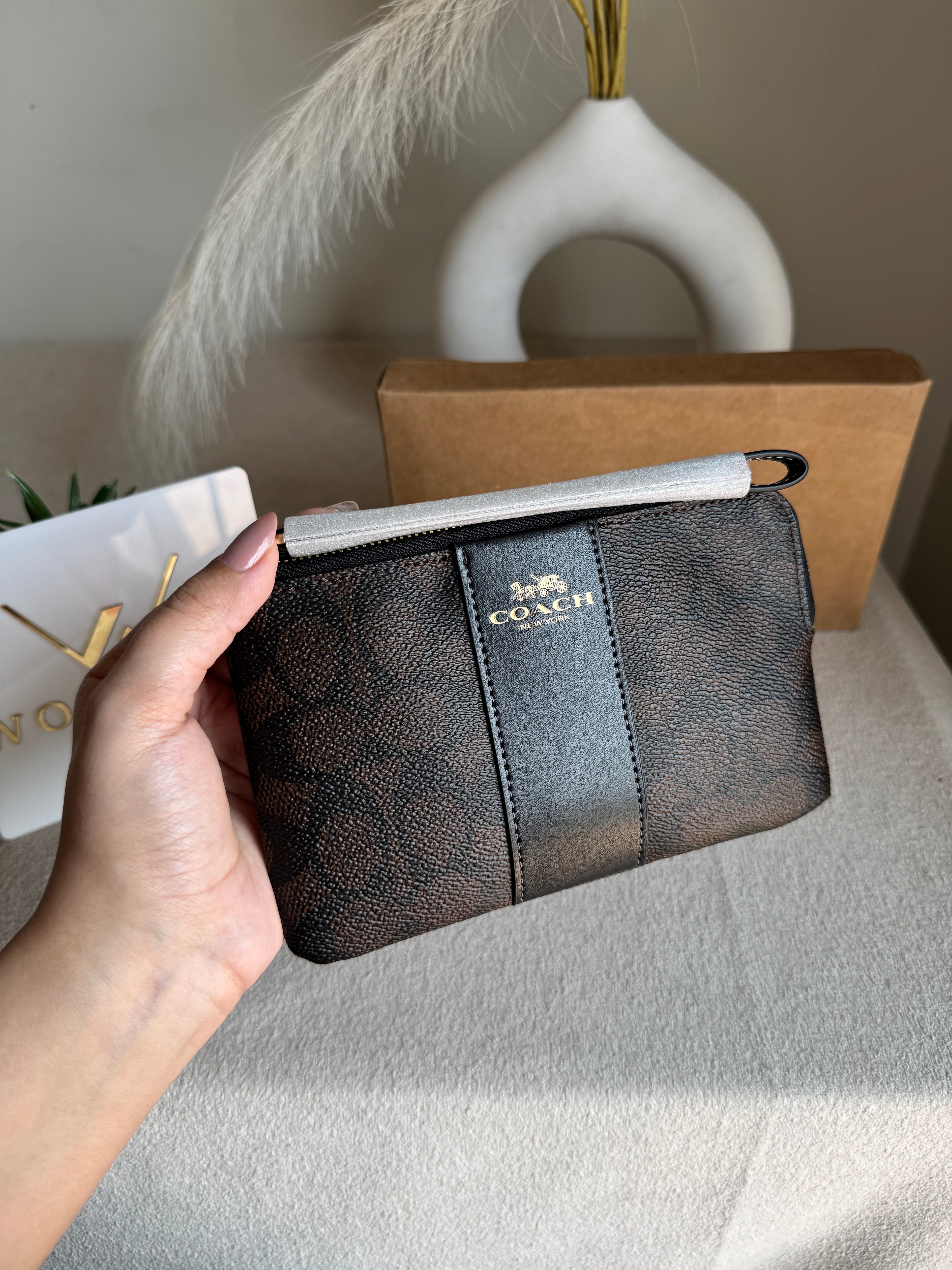 High Quality Wristlet - Signature Brown