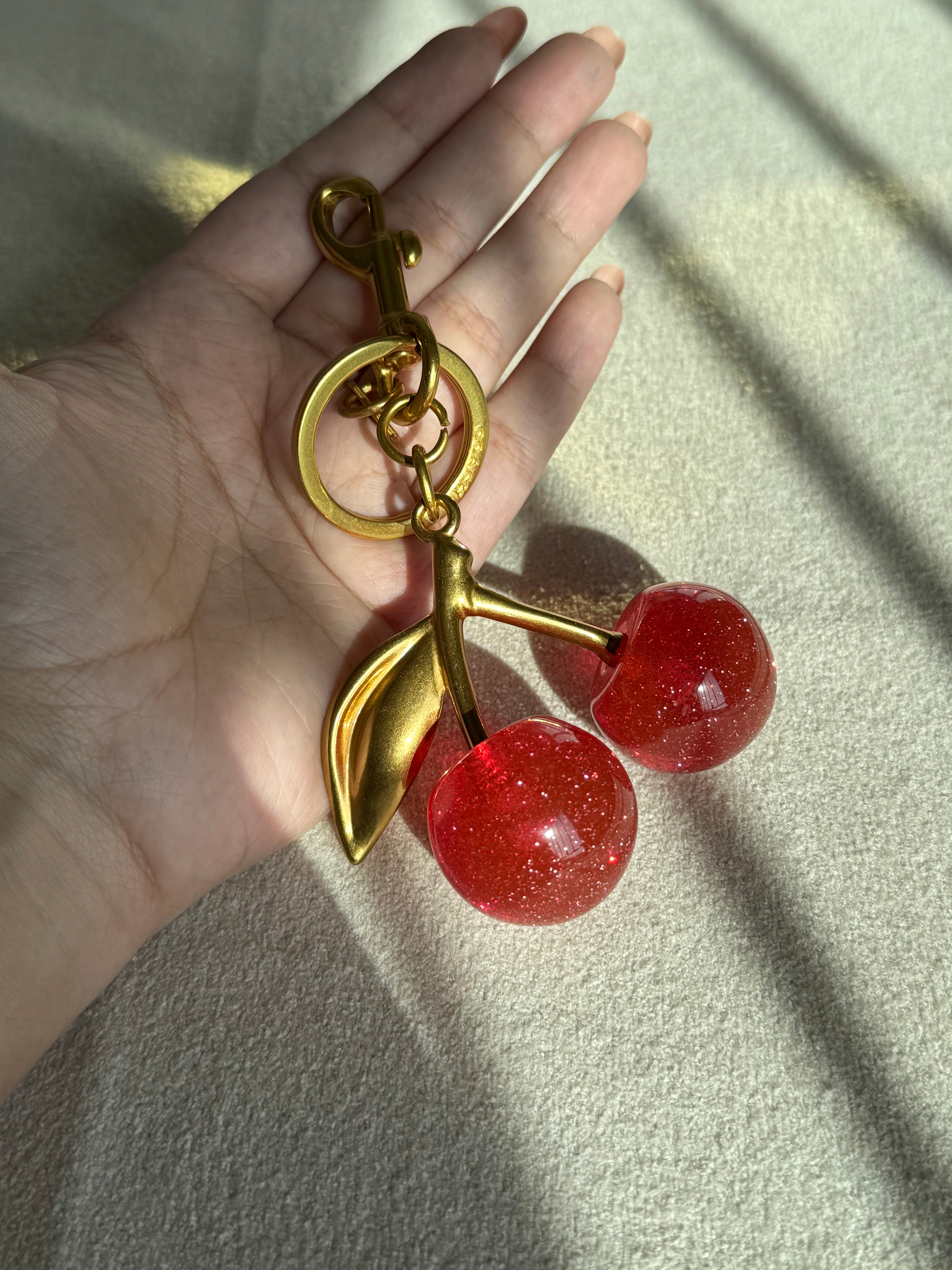 PREMIUM Coach Branded Cherry Bag Charm - Red & Gold