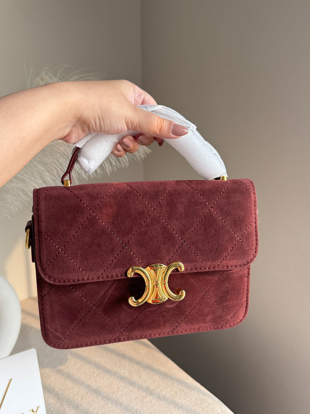 Premium Chloe Hand Bag Burgundy