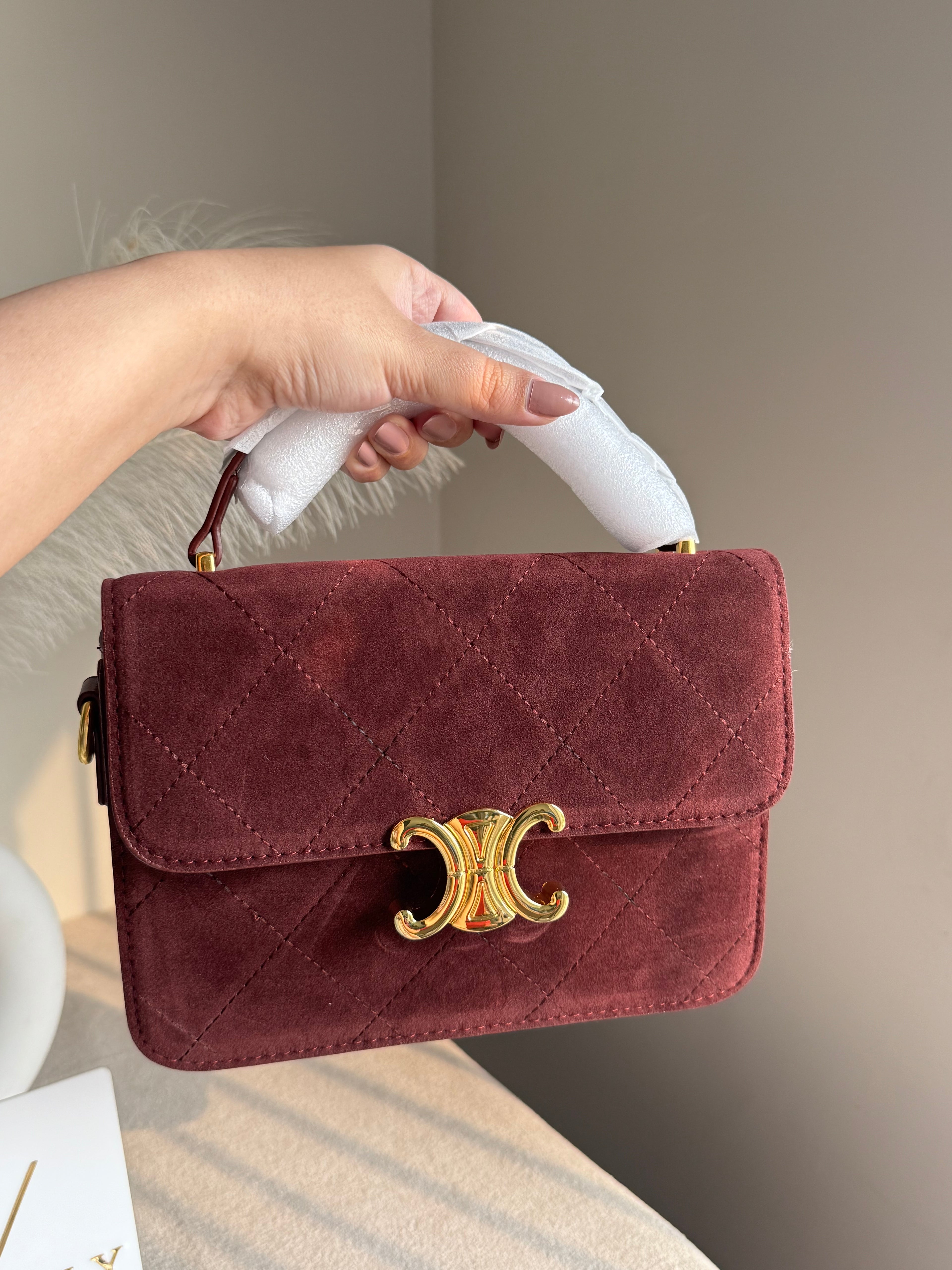 Premium Chloe Hand Bag Burgundy