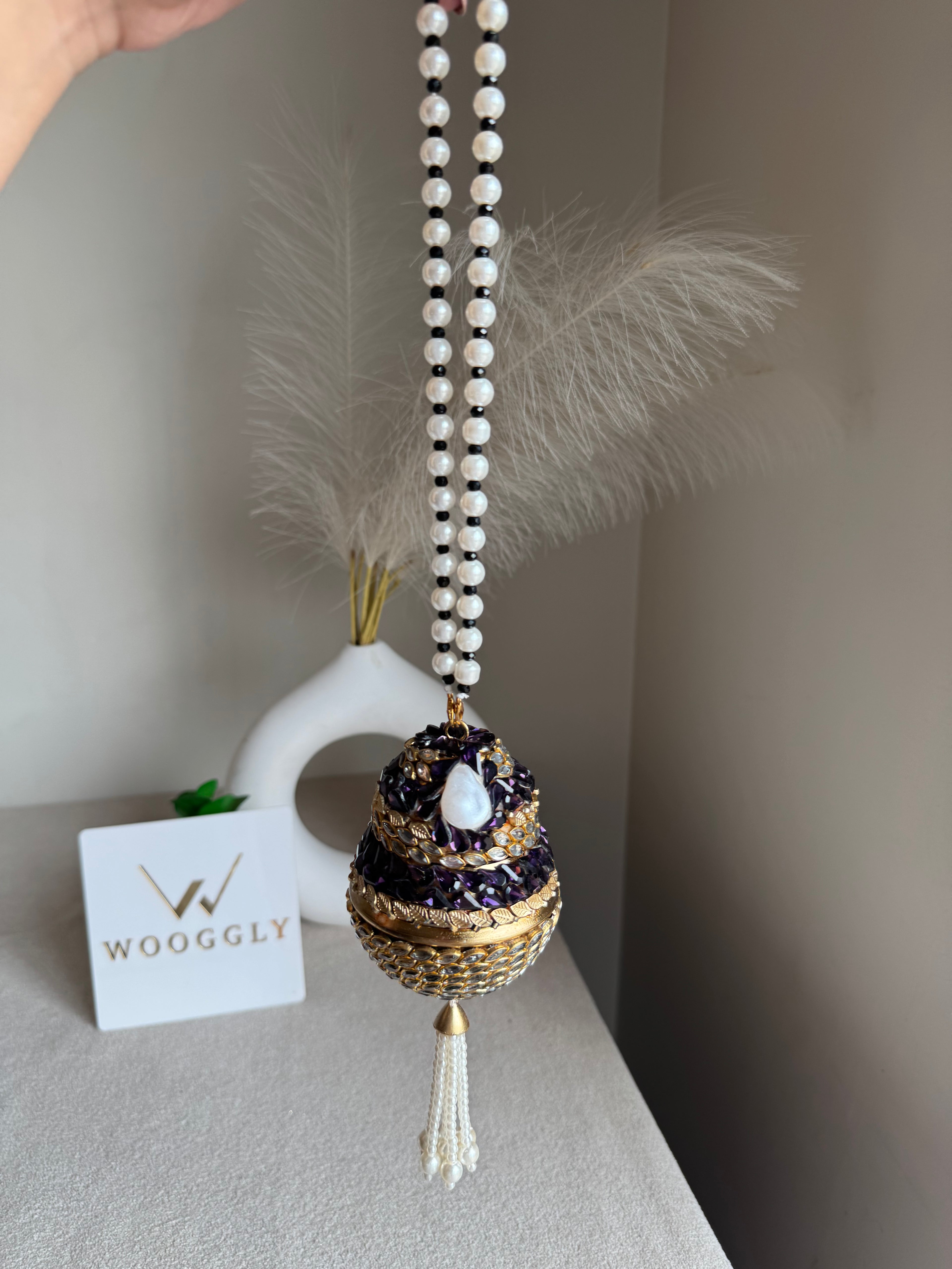 Turkish Potli - Gold Magenta Pearl