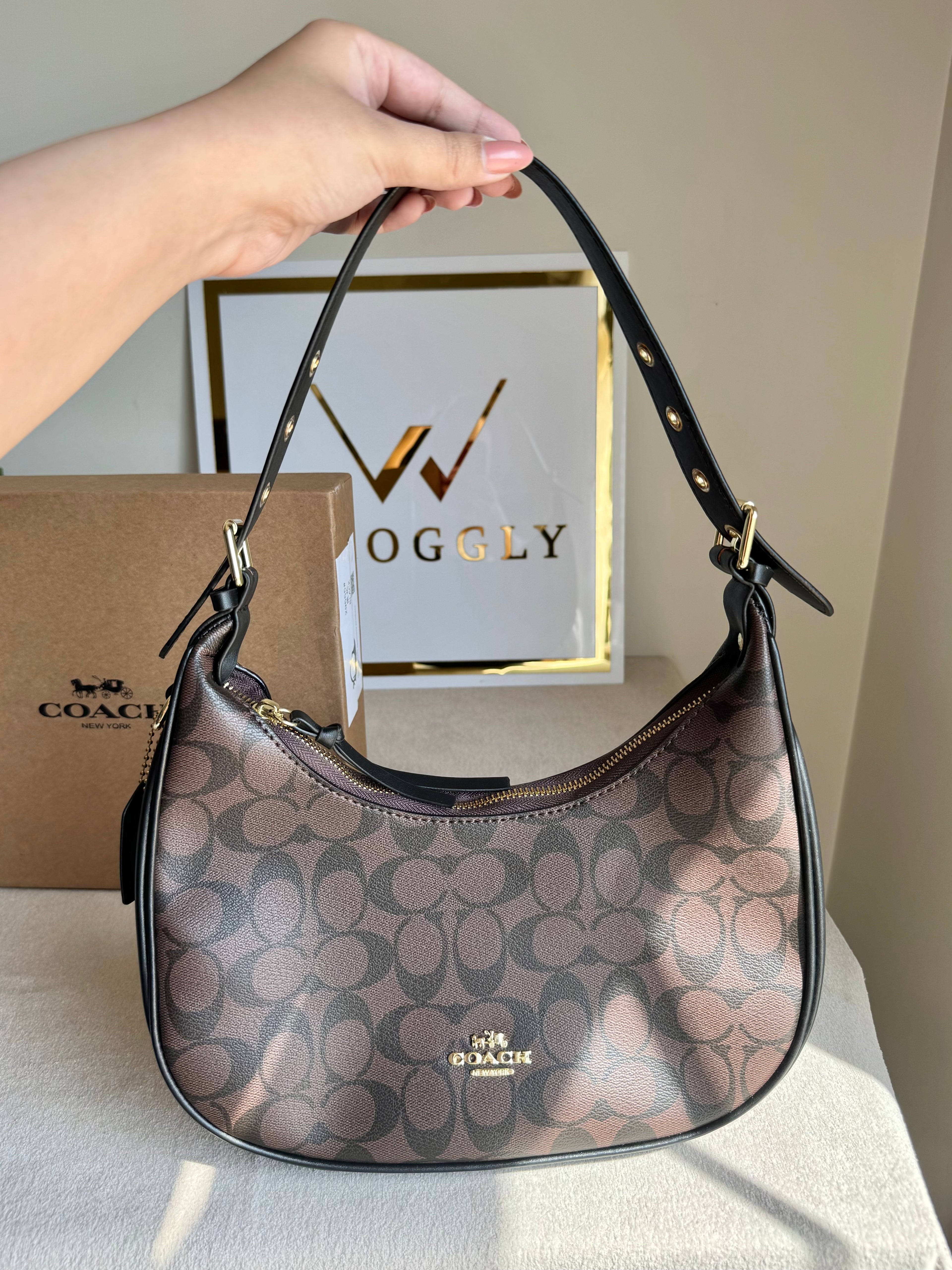 Coach Hobo Bag - Signature Brown (BOX PACKING)
