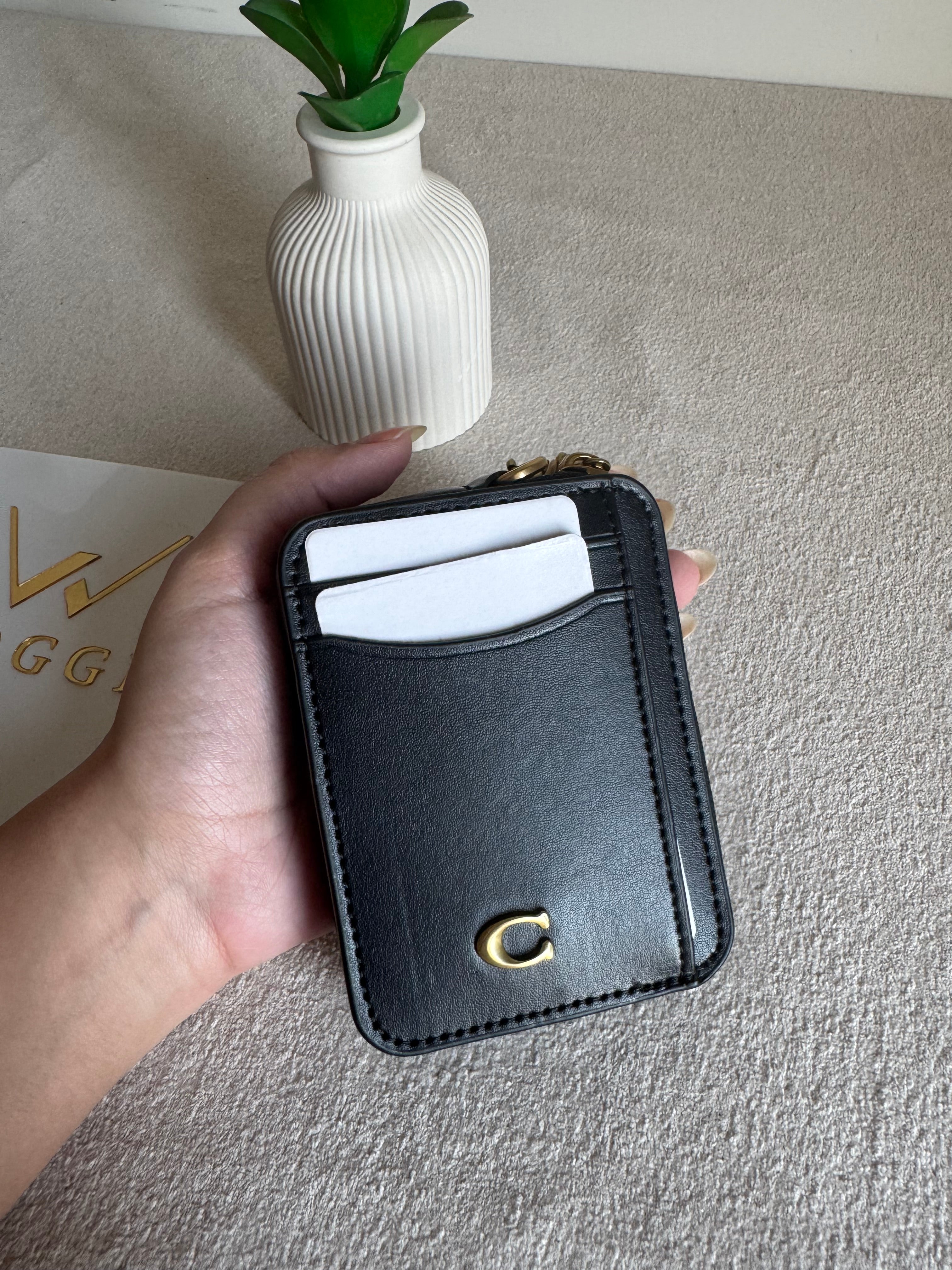 Coach Zip Card Case with Box Packing - Black