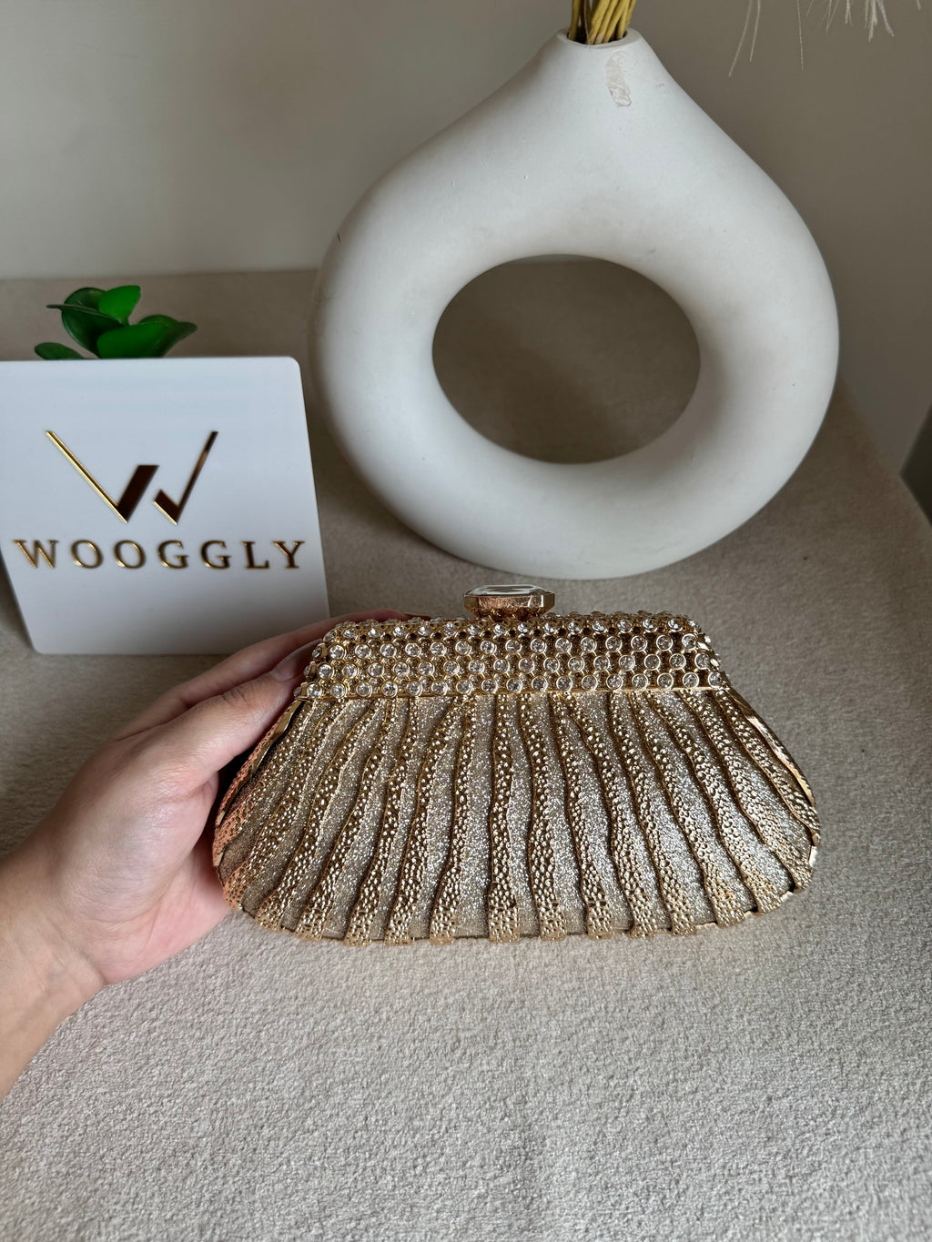 Roselle Clutch Champagne Metal