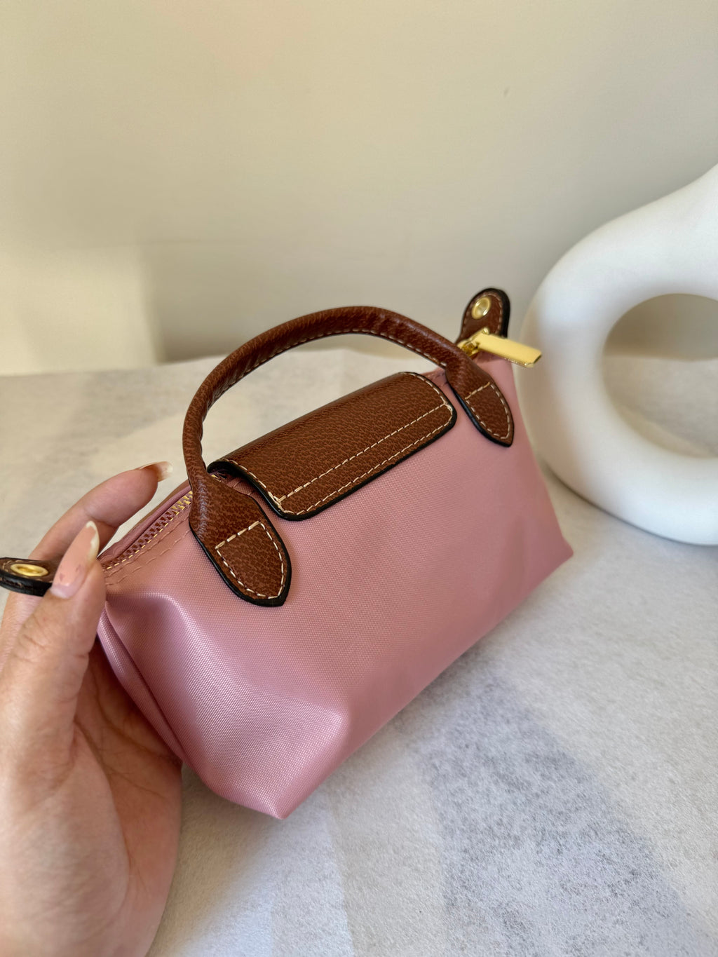 Longchamp Crossbody Bag with Strap - Small Marshmallow Pink (NO LOGO)
