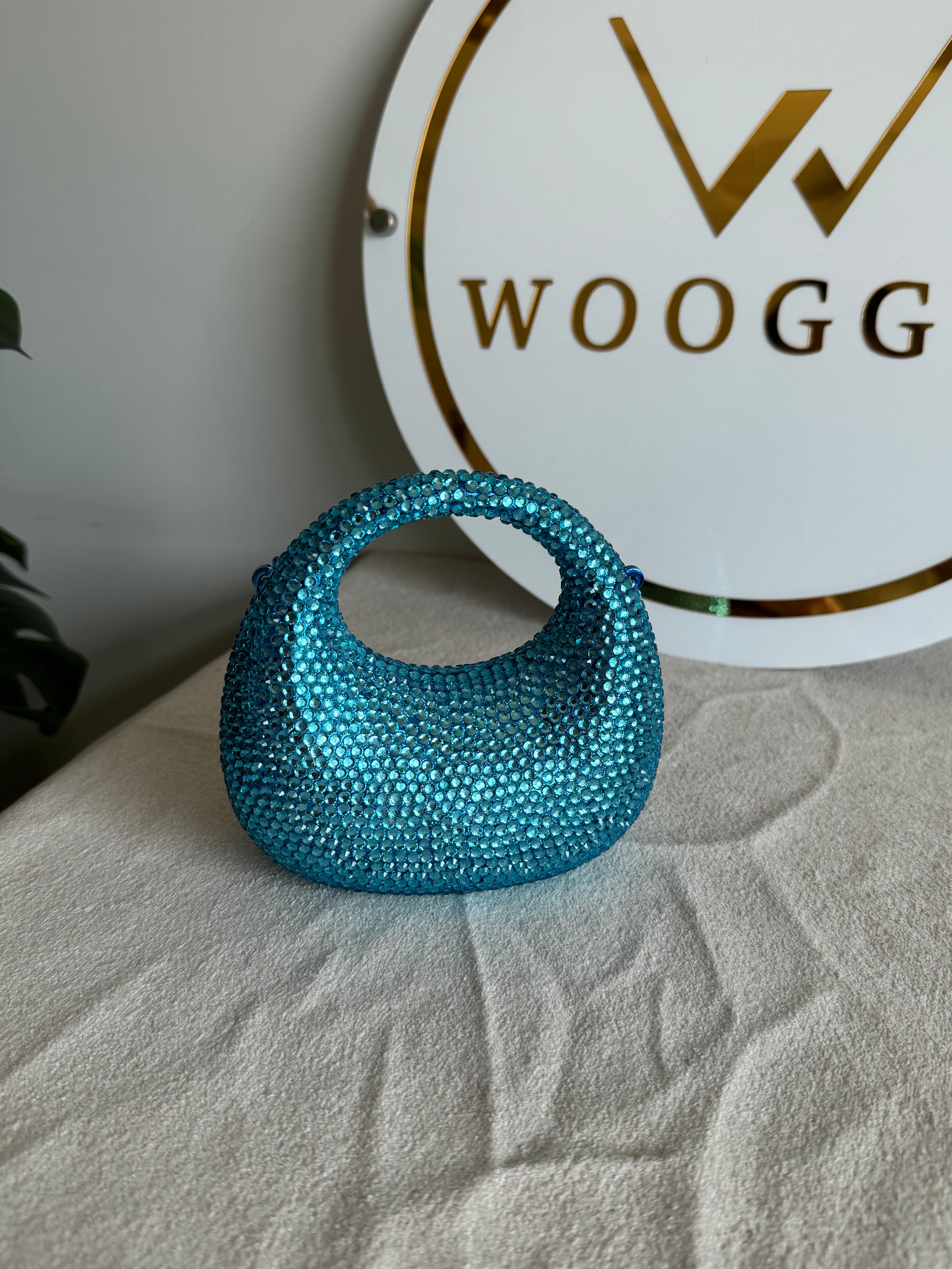 Viral Swarovski Metallic Clutch - Mini Blue