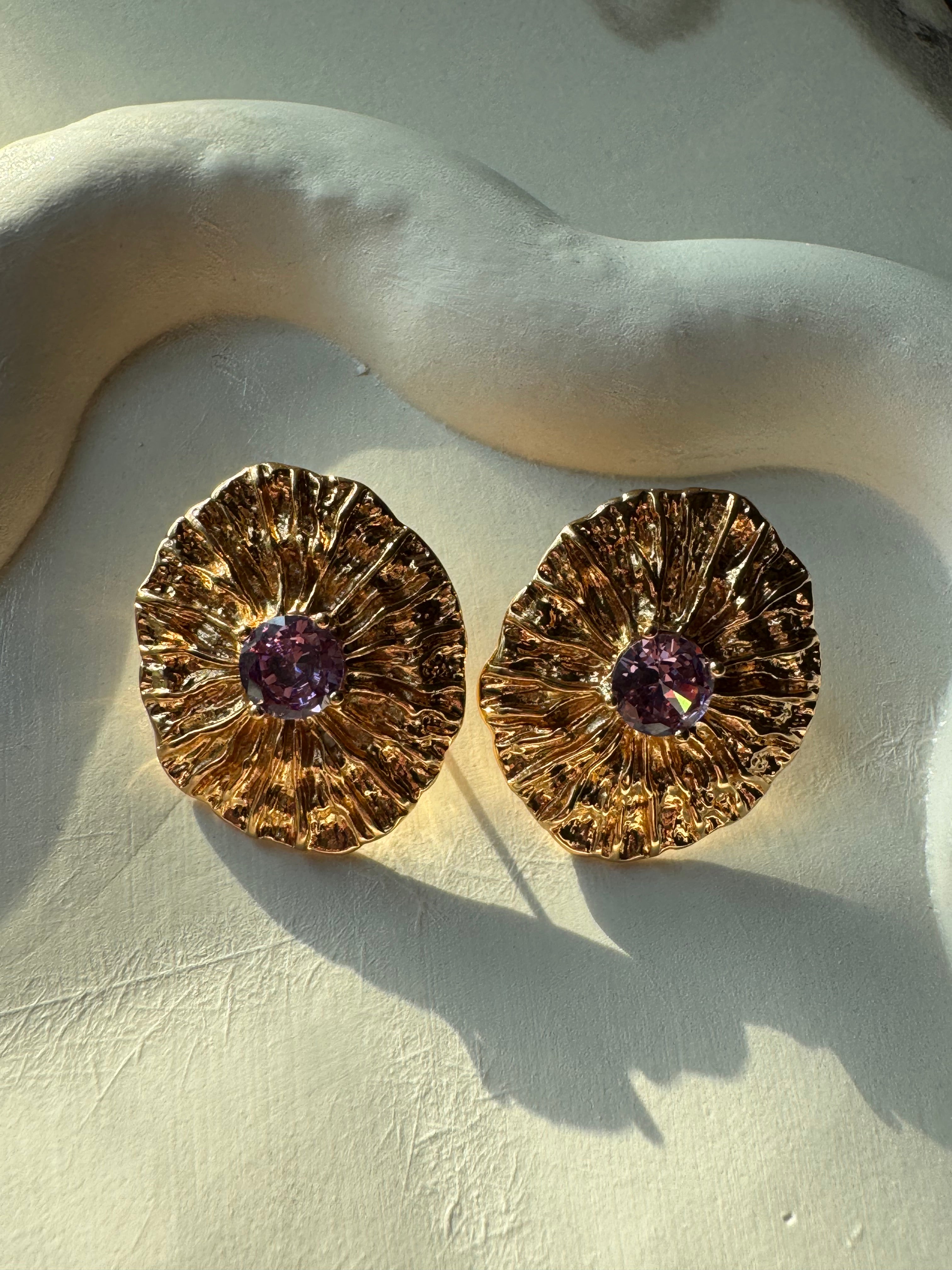 Lilac Gold Earrings - 18K Gold Plated