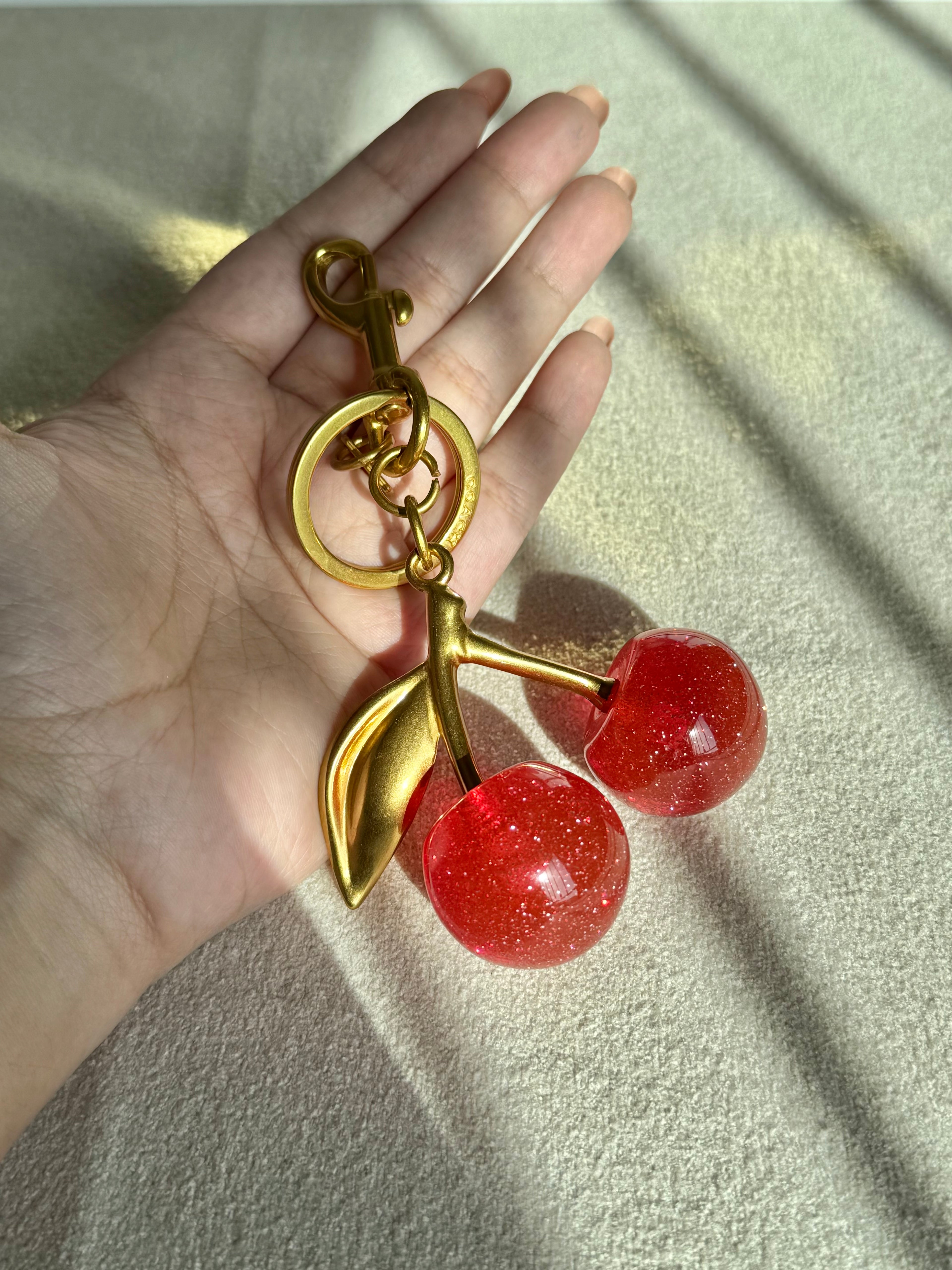 PREMIUM Coach Branded Cherry Bag Charm - Red & Gold