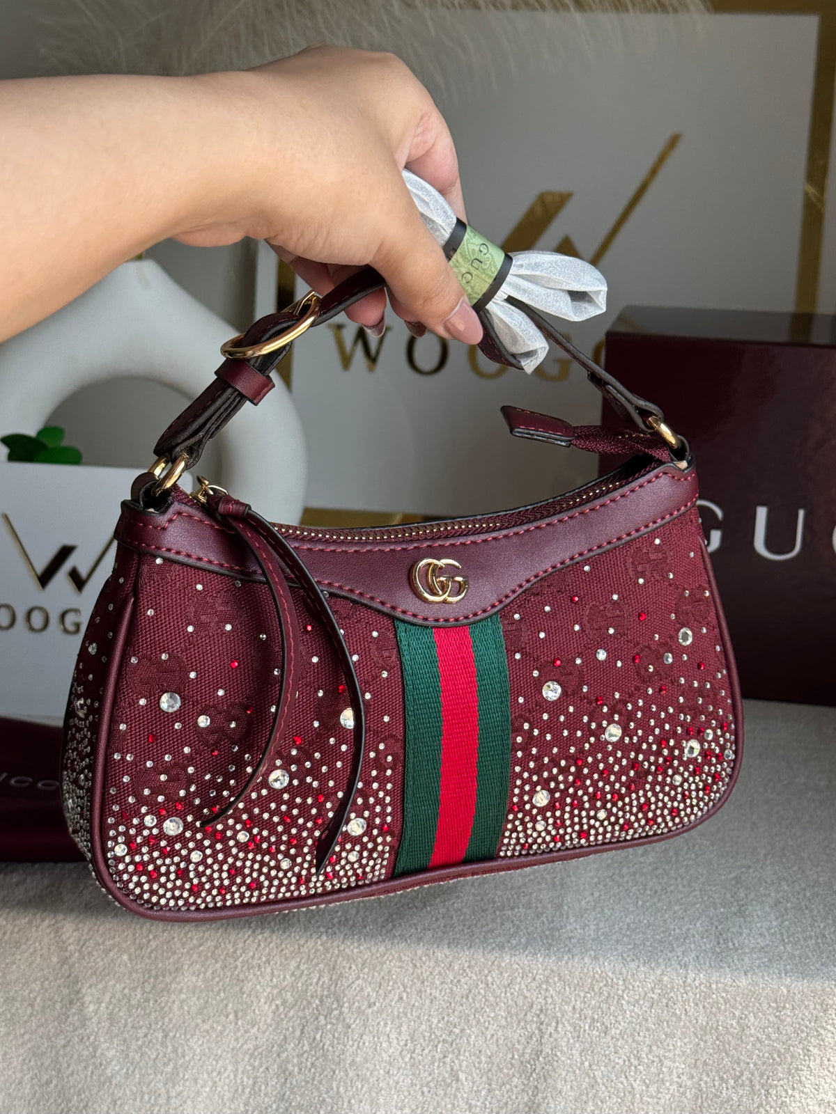 Extremely Premium Gucci Wine Red Glam Bag