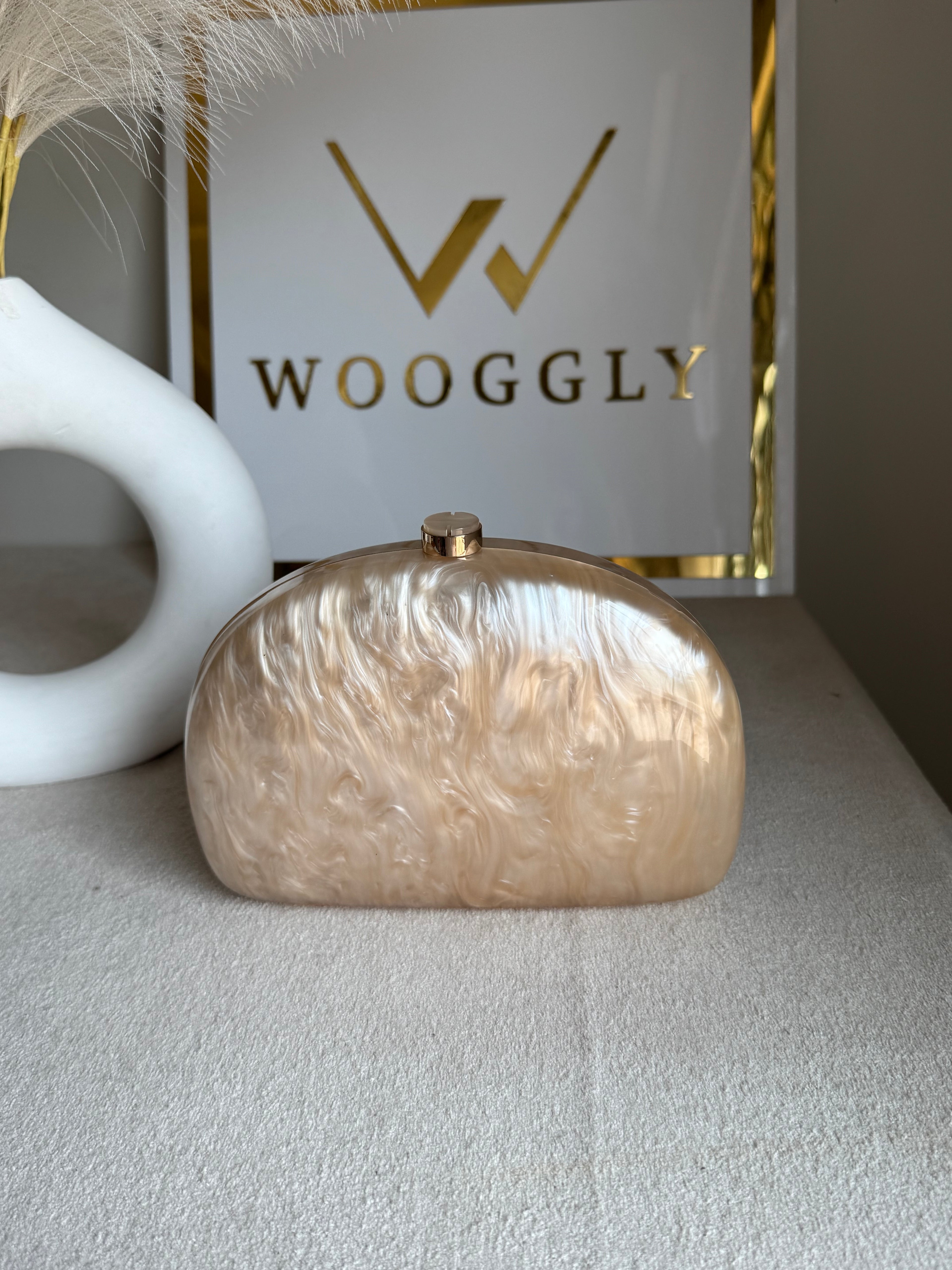 Marble Acrylic Clutch - Peach