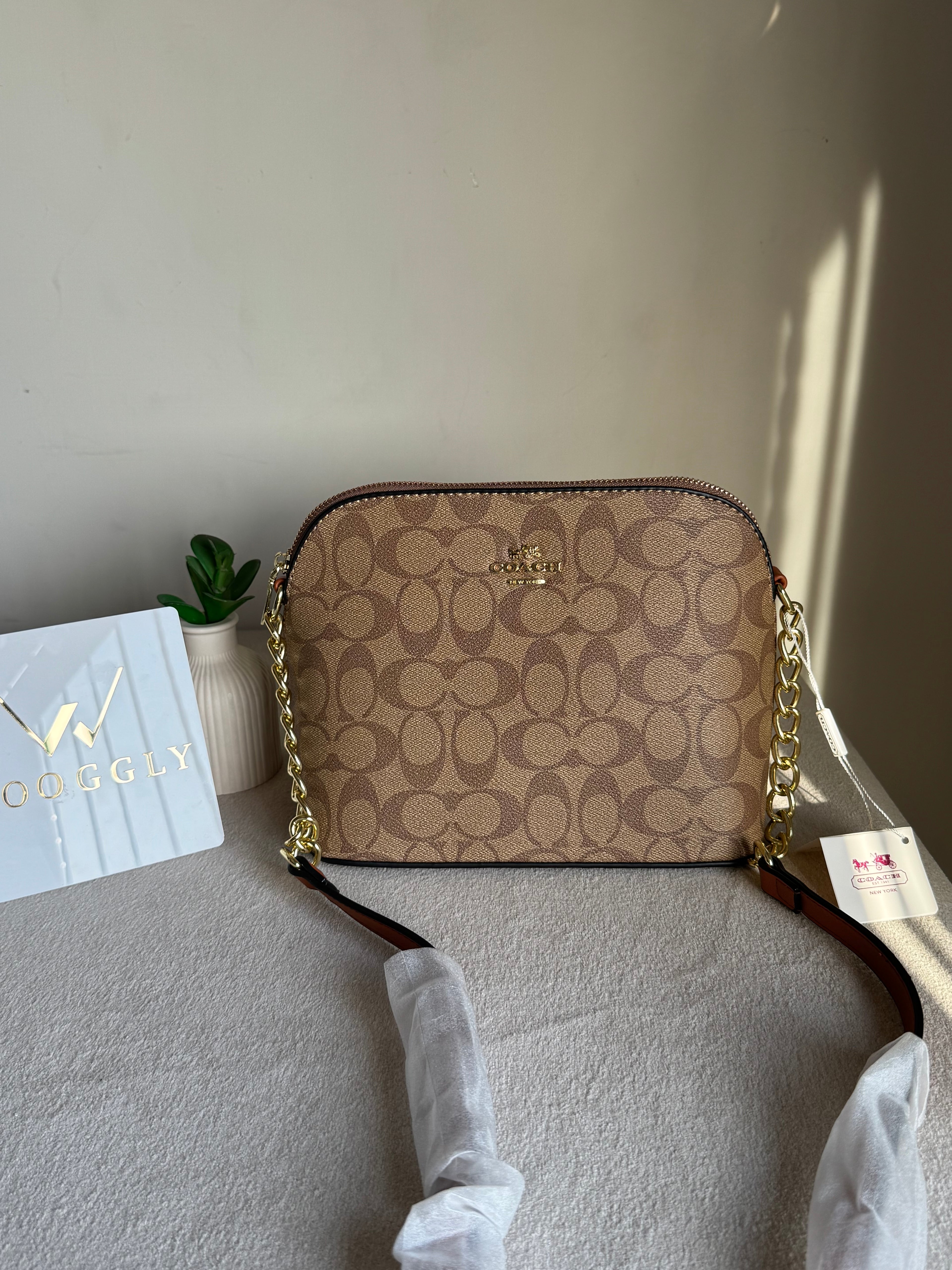 COACH Premium Crossbody Bag - Apricot Brown