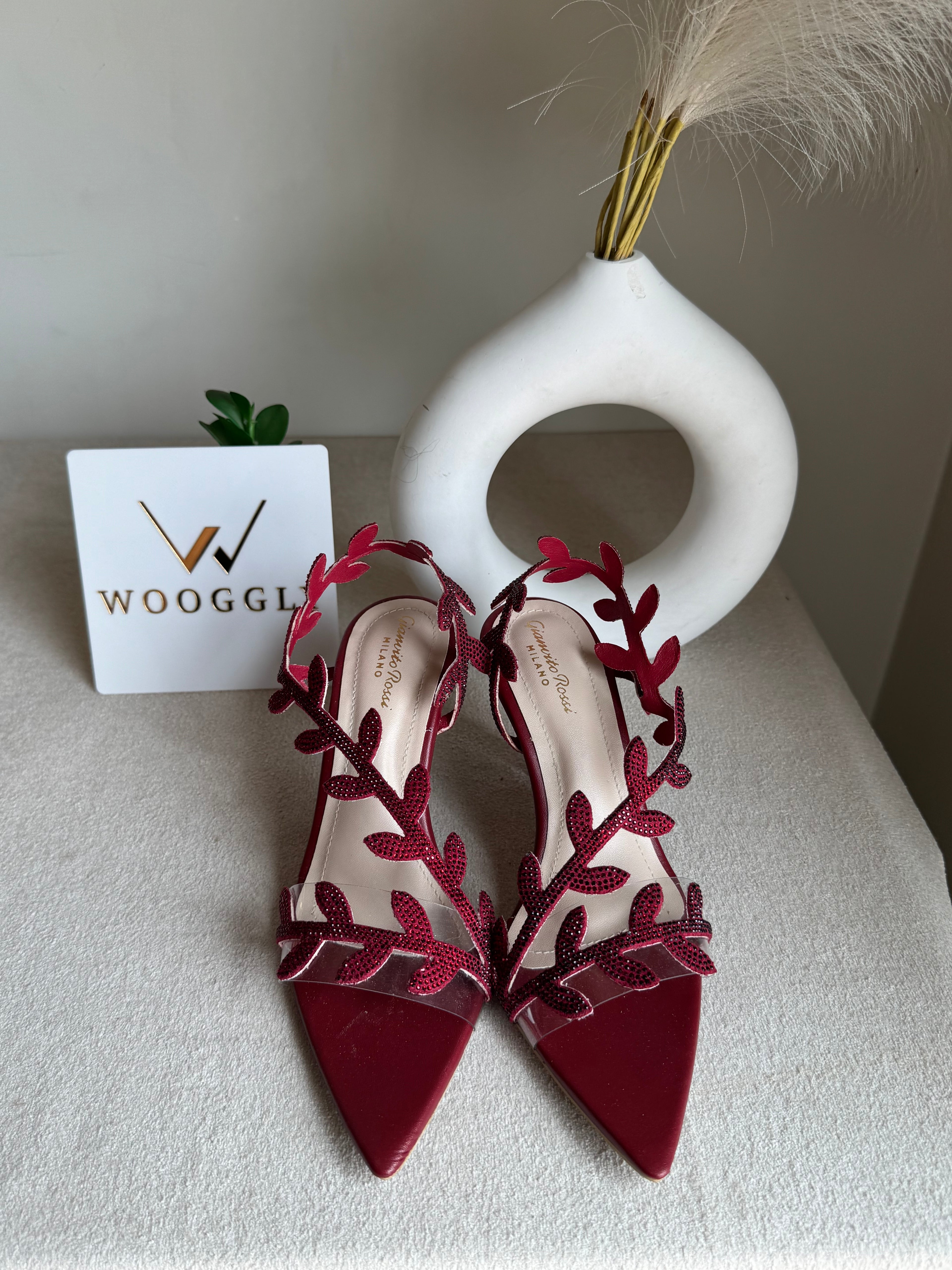 Gianvitto Rossi Heels Glitter Maroon