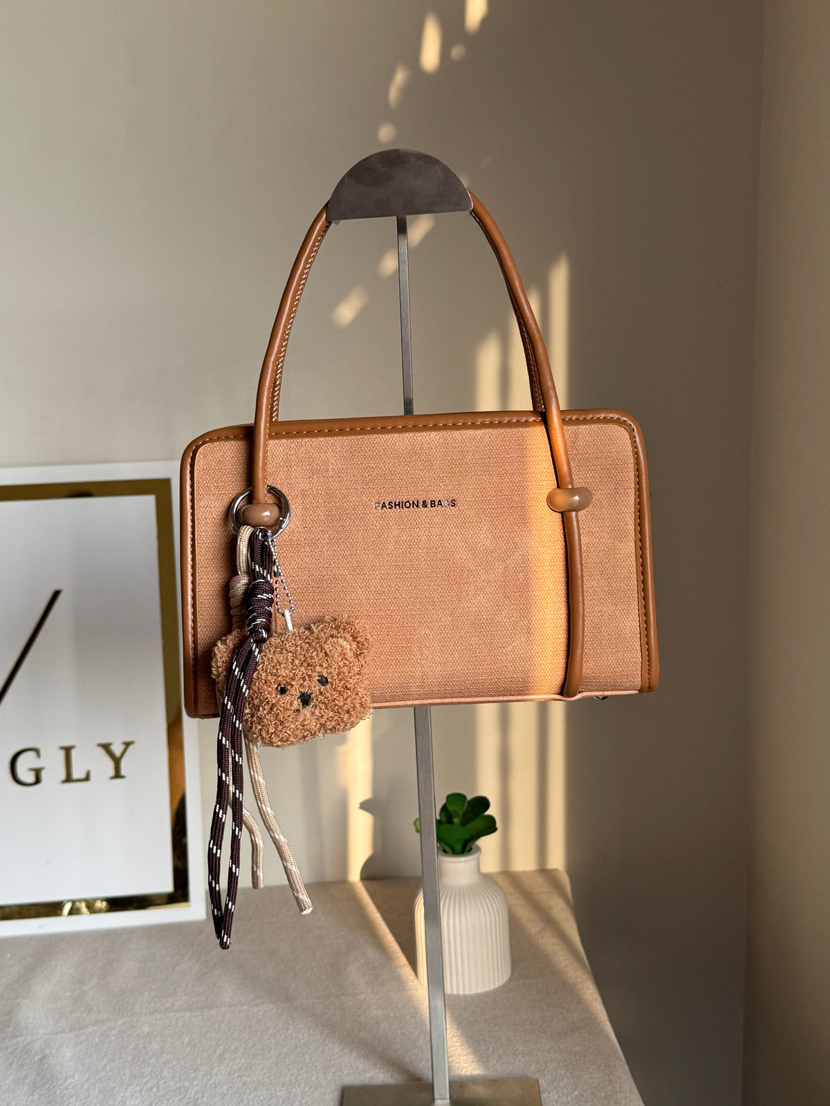 Coco Beige Teddy Bag with Teddy Bag Charm