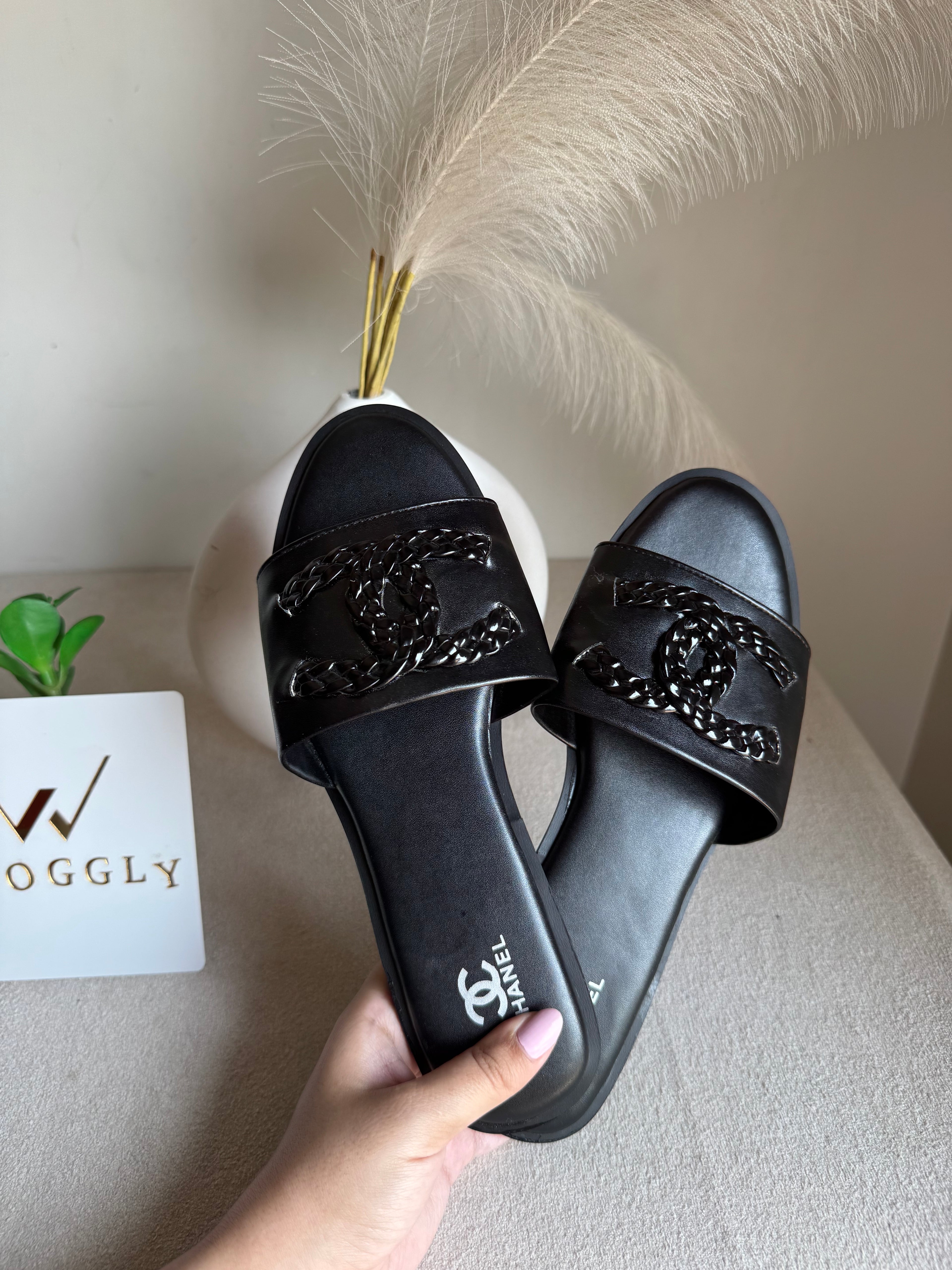 Chanel Essential Black Slides