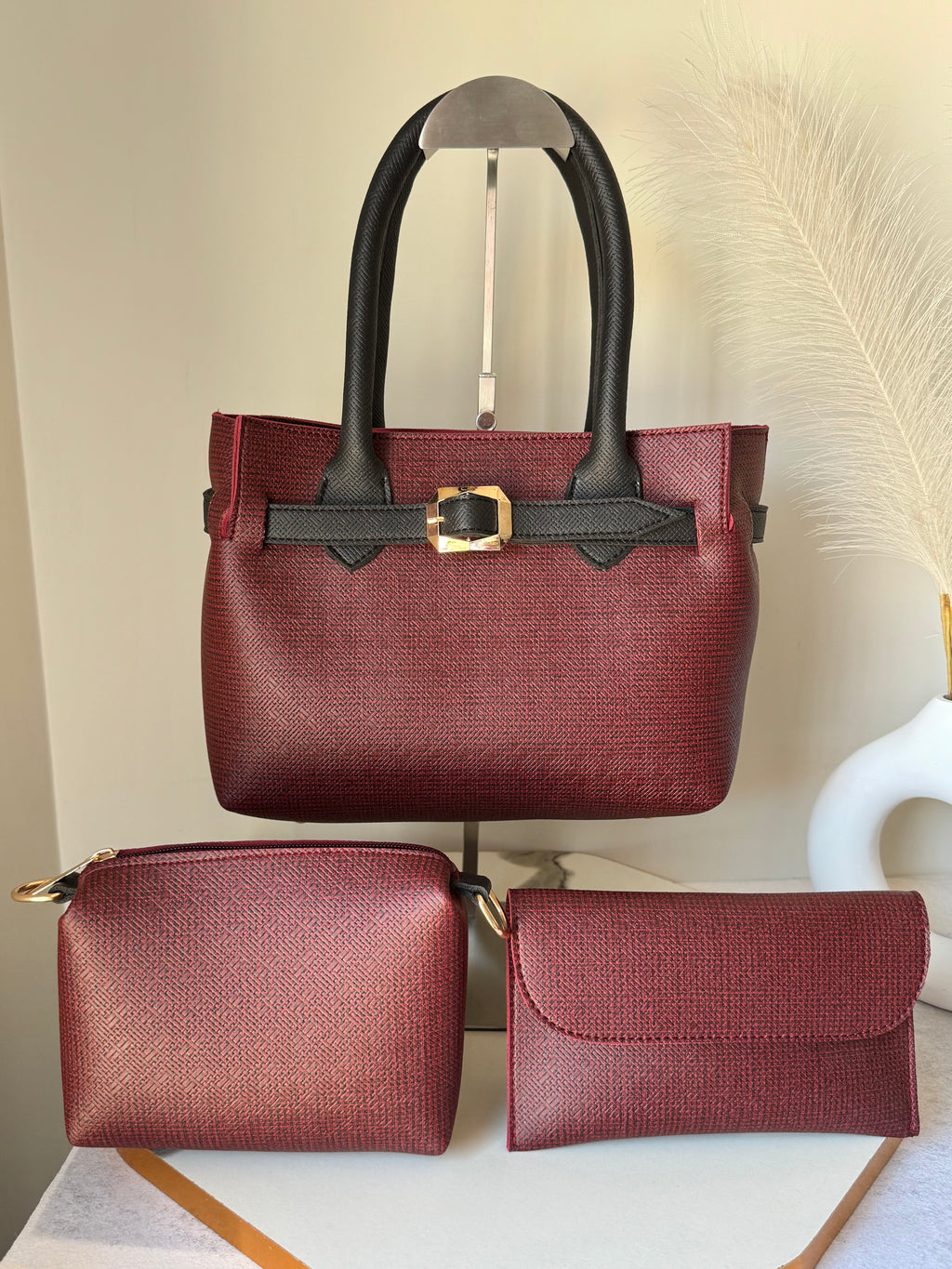 Amber Bag Set of 3  - Maroon