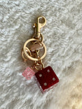 PREMIUM Coach Dice Bag Charm - FULL SIZE Red & Pink