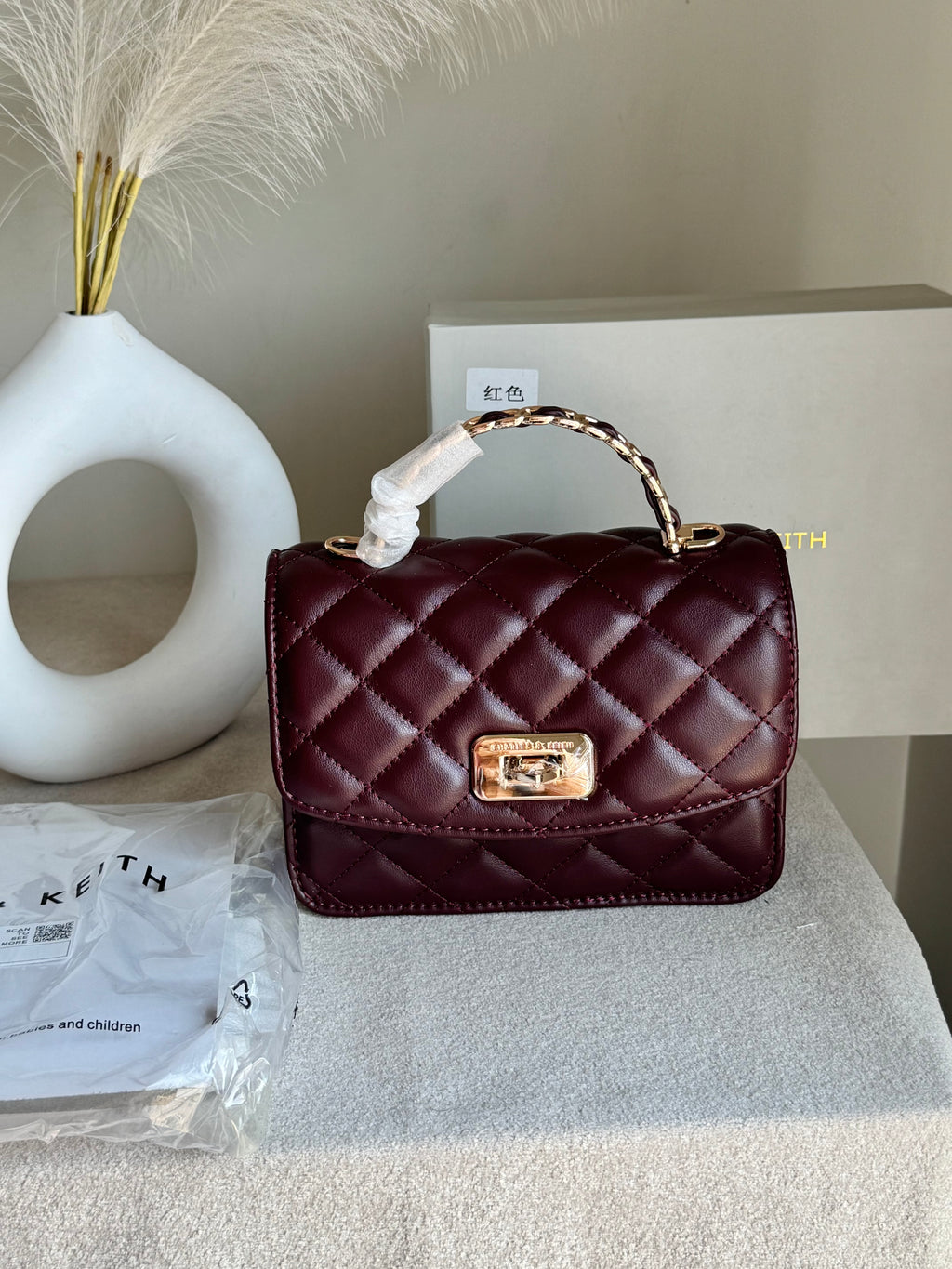 Premium C & K Elora Bag with PROPER PACKING Burgundy