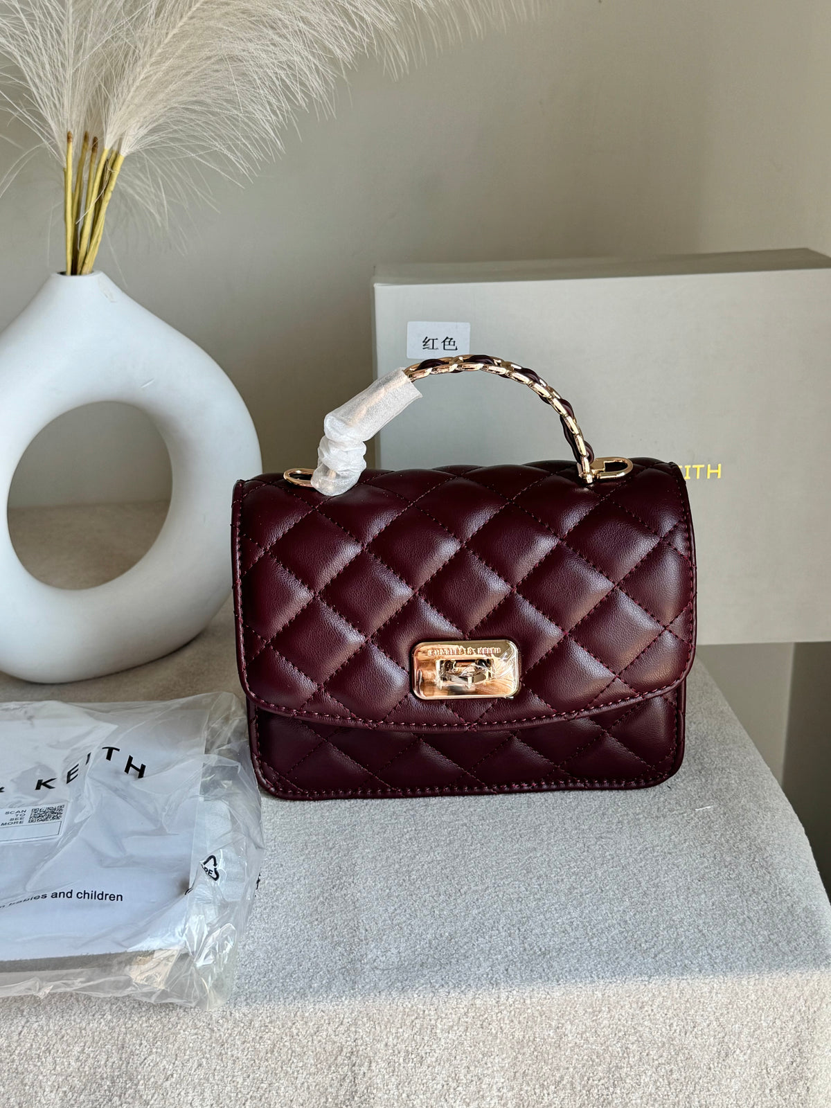 Premium C & K Elora Bag with PROPER PACKING Burgundy